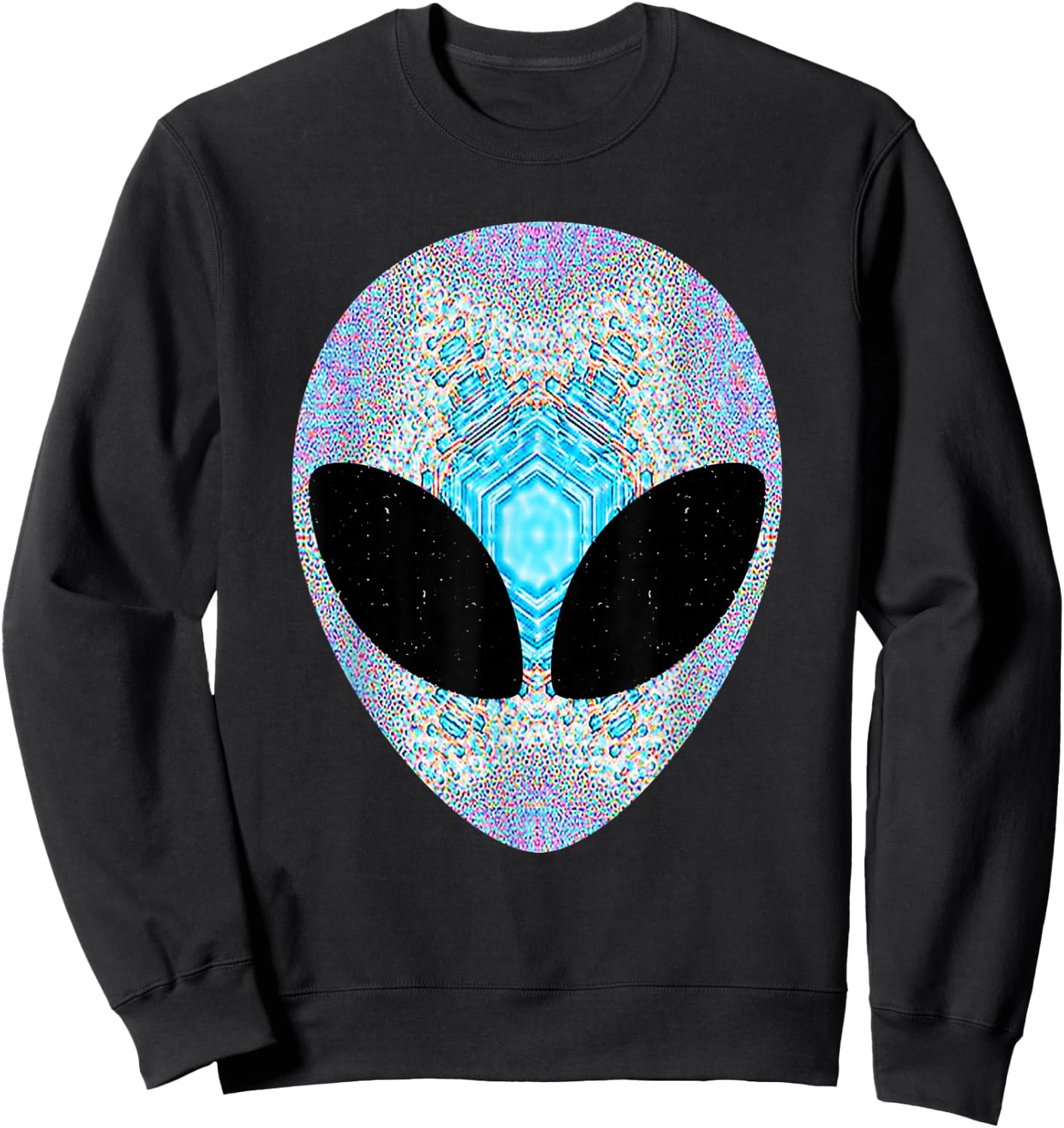Alien Head Design Colorful Alien Rave Believe UFO Sweatshirt - Sweatshirt | Black