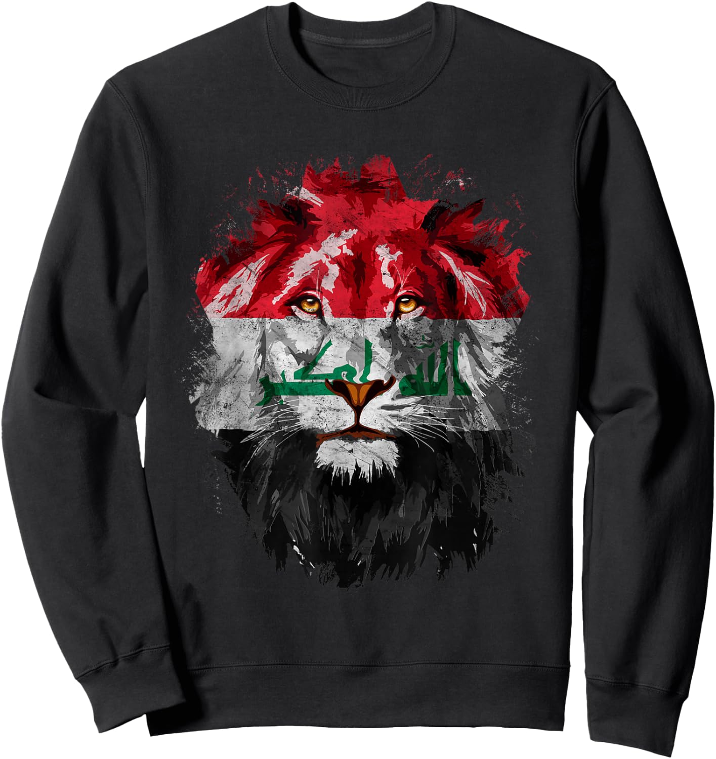 Vintage Iraq Flag Retro Iraqi Pride Lion Iraq Flag Sweatshirt - Sweatshirt | Black