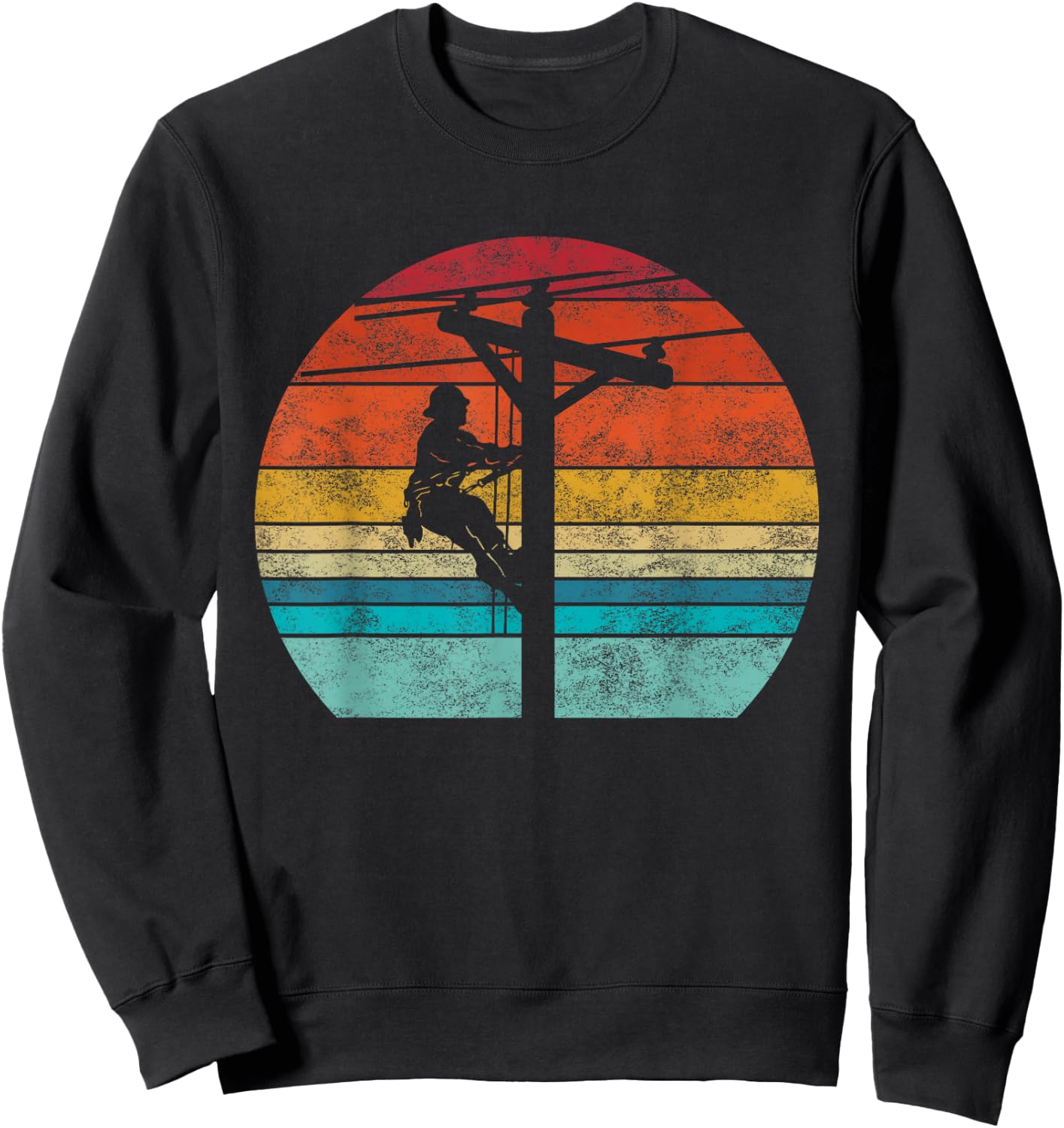 Retro style Lineman Cell Tower Line Worker Sweatshirt - Sweatshirt | Black