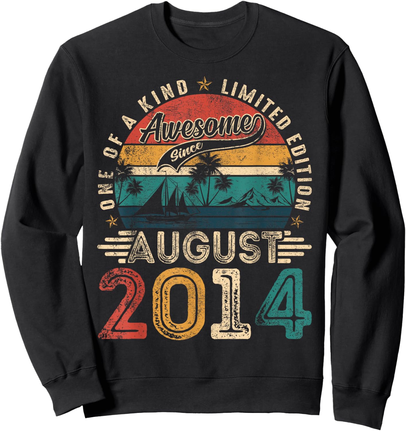 Awesome Since August 2014 Vintage Retro 11th Birthday Boys Sweatshirt - Sweatshirt | Black