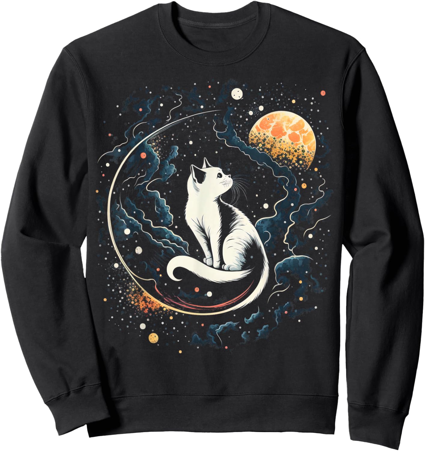 Astronaut Cat or Funny Space Cat on Galaxy Cat Lover Sweatshirt - Sweatshirt | Black
