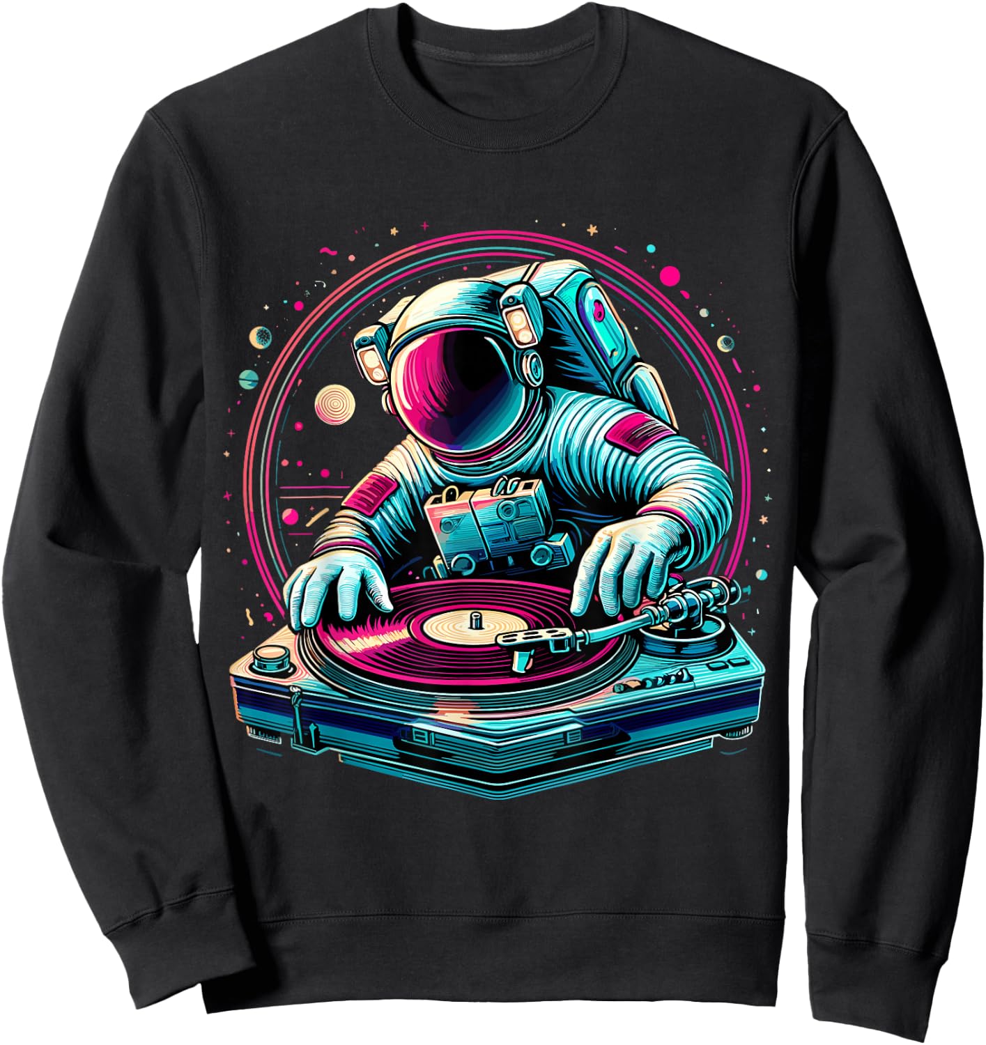 Astronaut Space DJ Planets DJing in Space Sweatshirt - Sweatshirt | Black