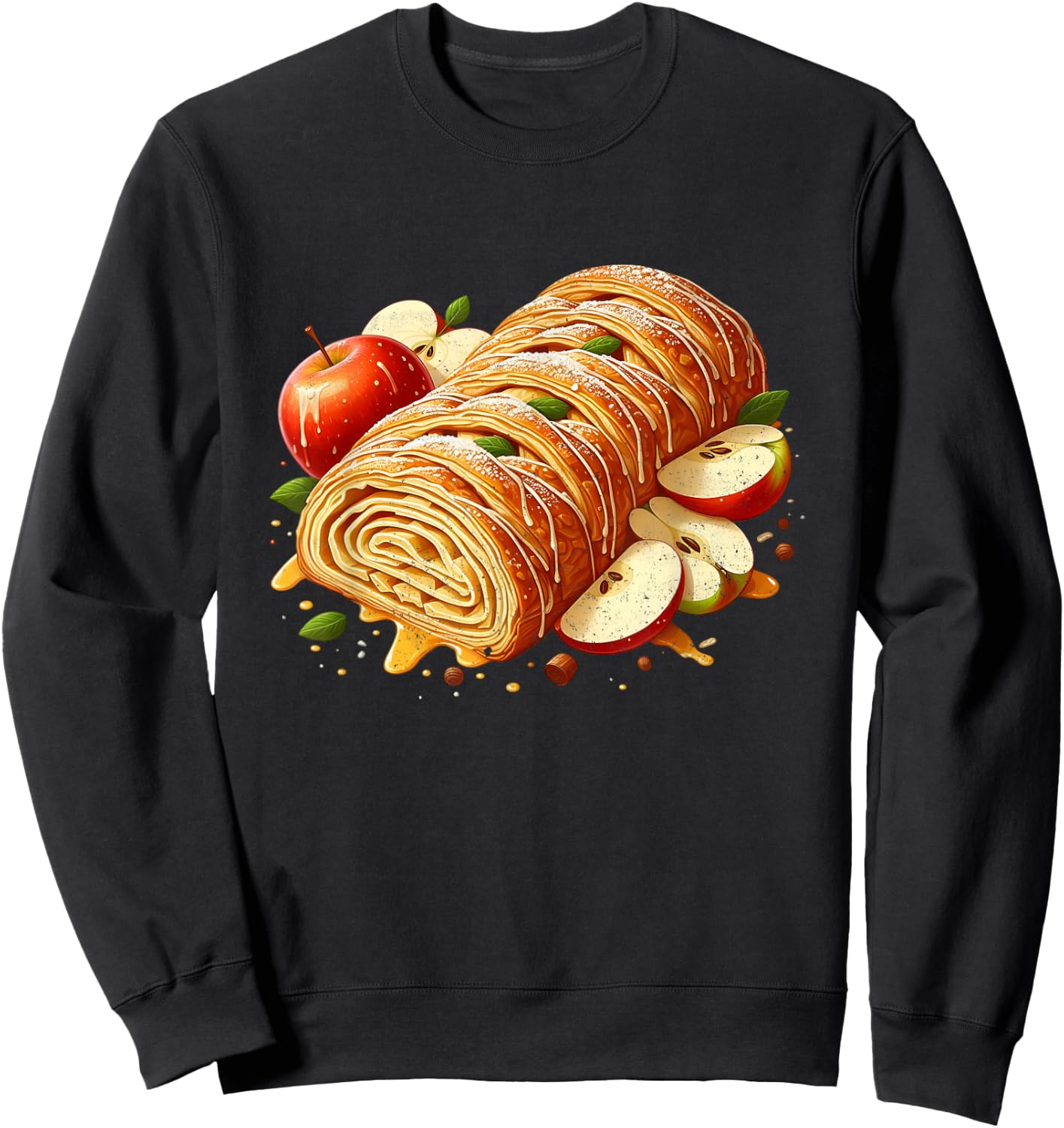 Apple Strudel Cake Design Sweatshirt - Sweatshirt | Black