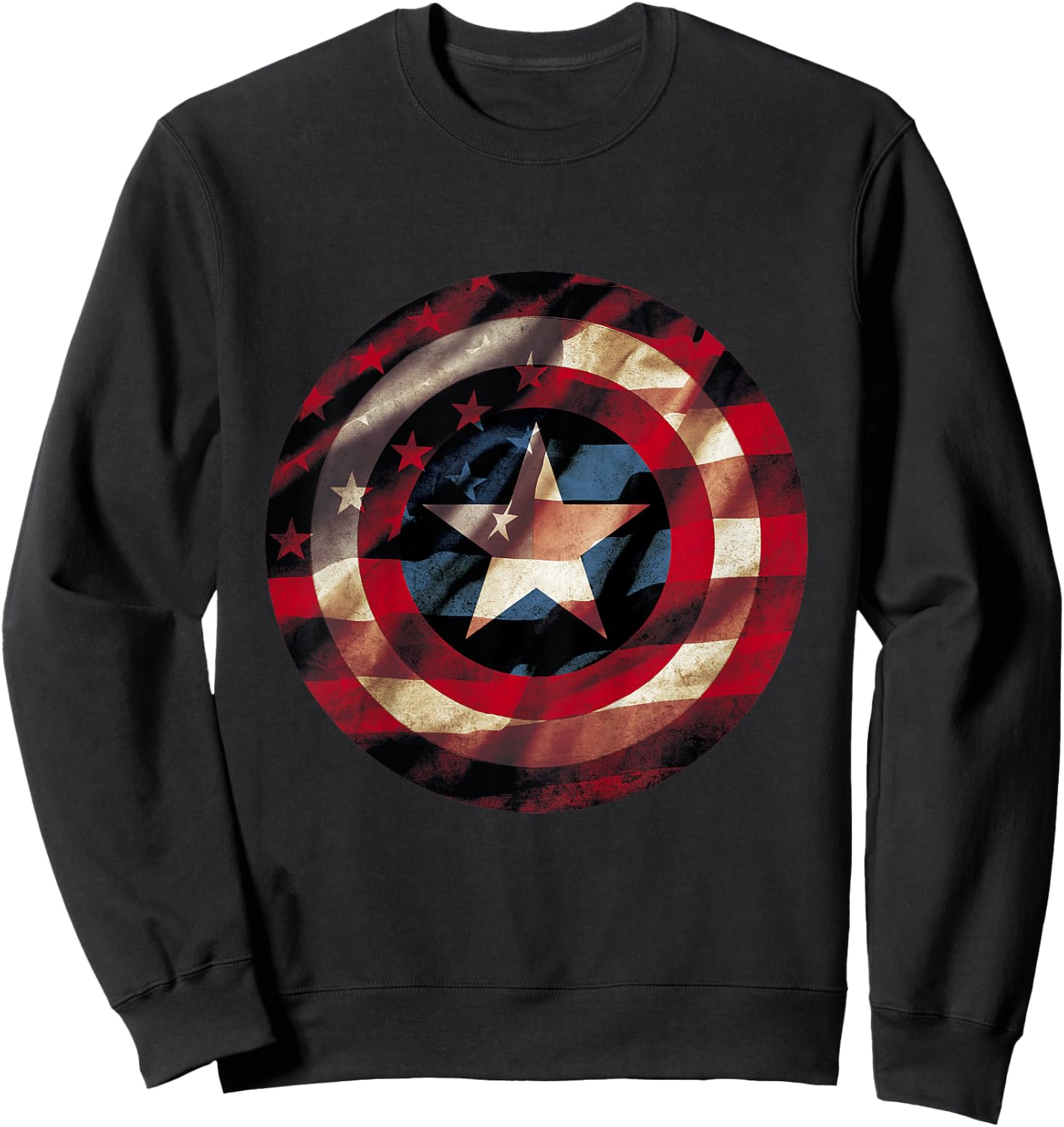 Kids Marvel Captain America Shield Flag Kids Graphic Sweatshirt - Sweatshirt | Black