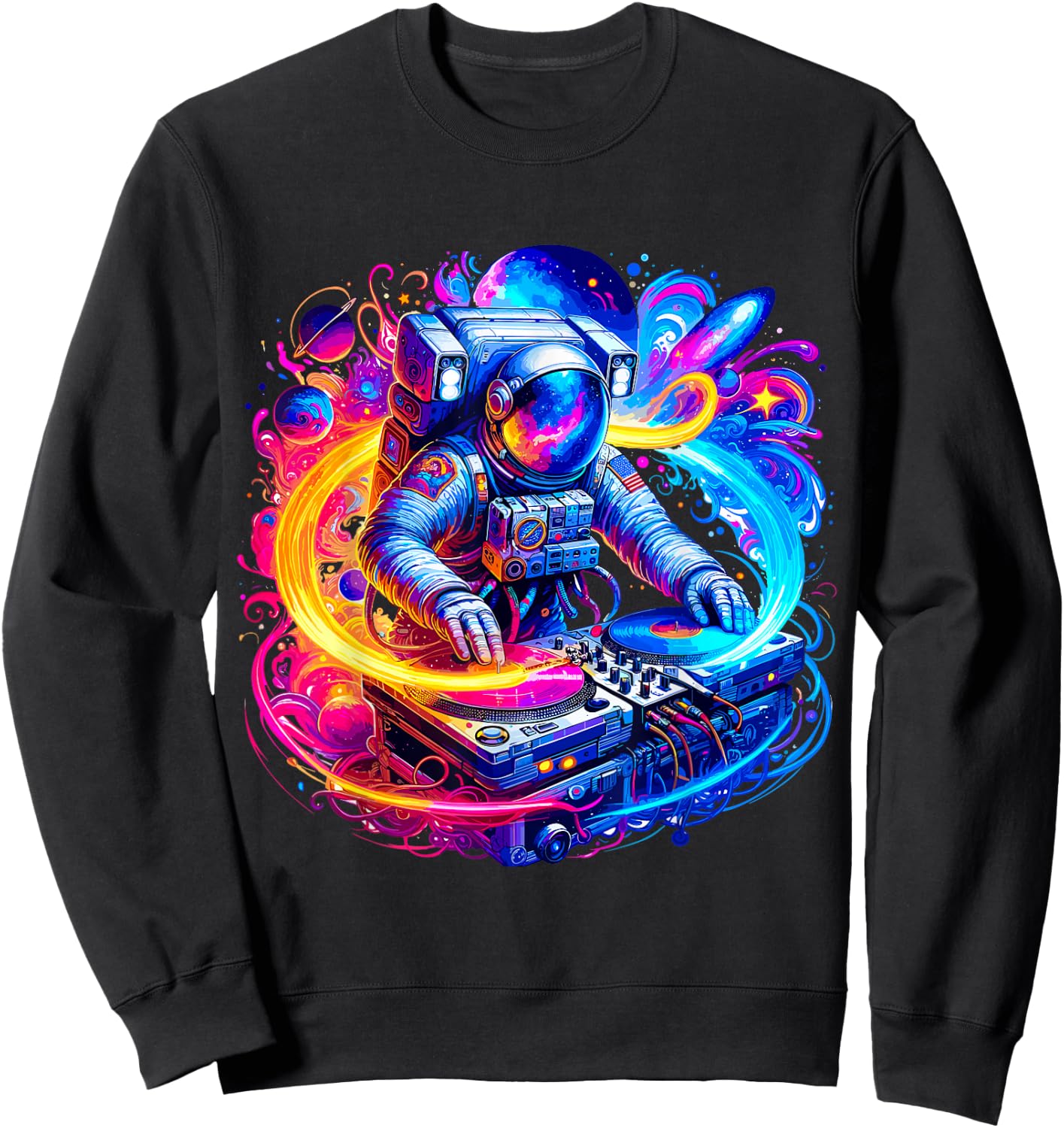 Astronaut DJ in Space Music EDM Sweatshirt - Sweatshirt | Black