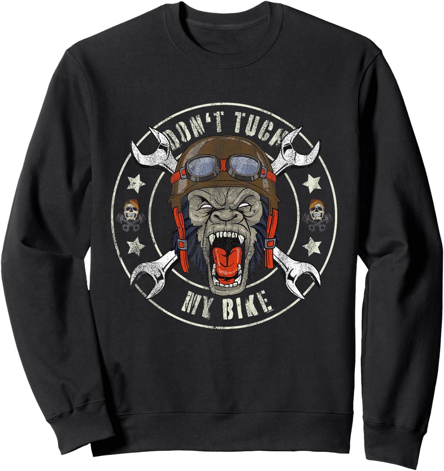 Don't Tuch My Bike Gorilla and Wrenches Biker Mechanic Sweatshirt - Sweatshirt | Black