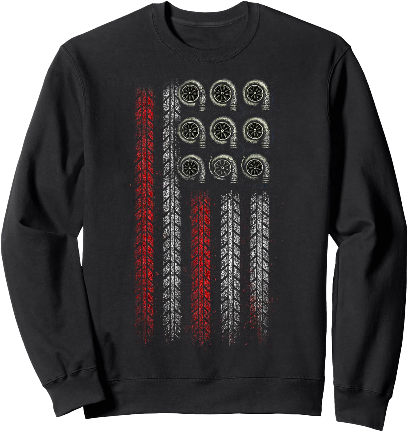 Funny Racing and Drift, Burnout American Patriotic Flag Sweatshirt - Sweatshirt | Black