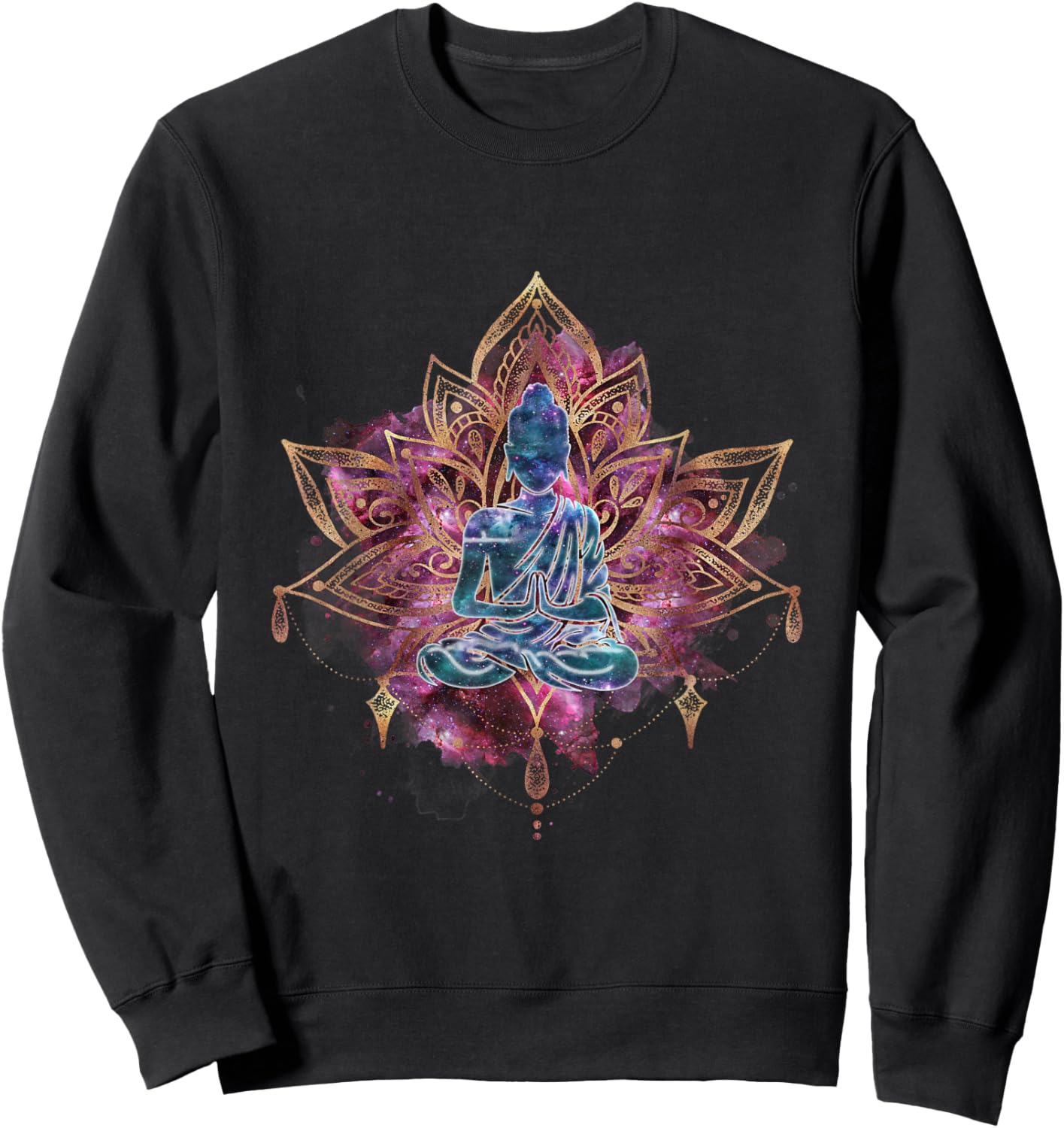 Spiritual Buddha In Lotus Flower Magic Meditation Yoga Pose Sweatshirt - Sweatshirt | Black