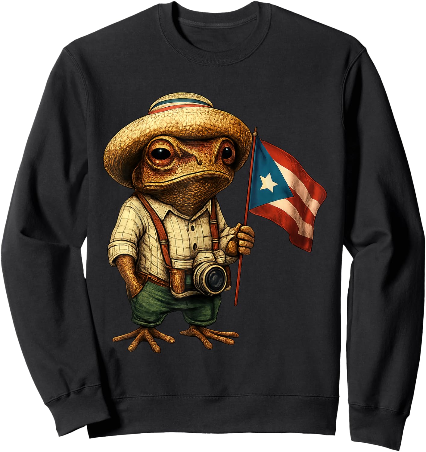 Coqui Frog Puerto Rico Puerto Rican Flag Taino Boricua Sweatshirt - Sweatshirt | Black
