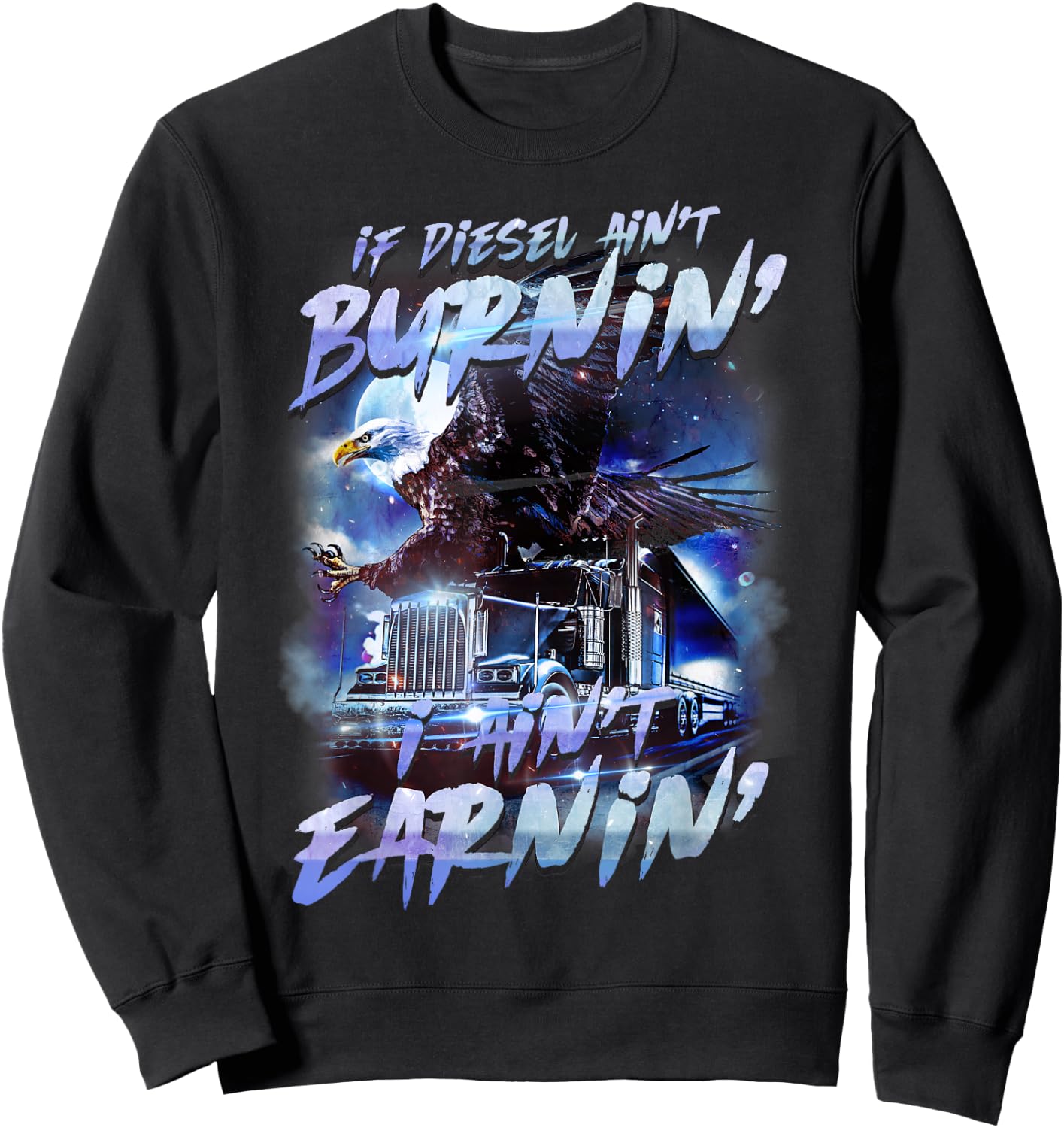 Truck Driver Design Dad Big Rig Semi-Trailer Truckin Sweatshirt - Sweatshirt | Black