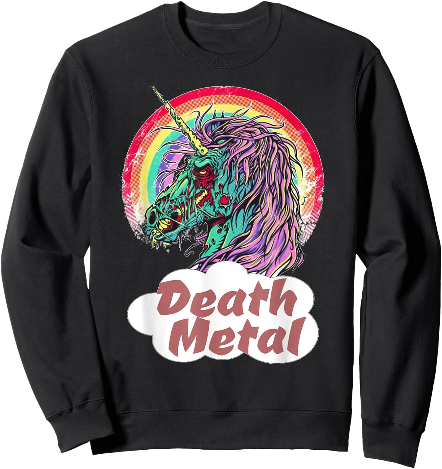 Zombie Unicorn Death Metal Rocker Sweatshirt - Sweatshirt | Black