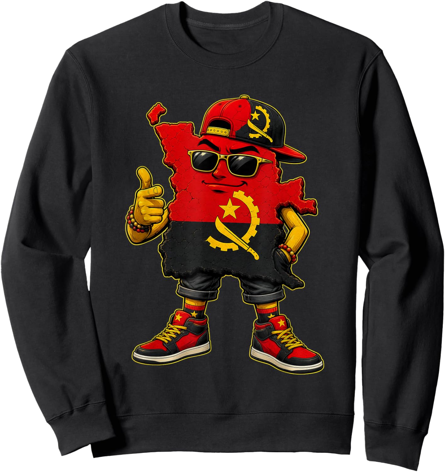 Country National Pride Angola Flag Sweatshirt - Sweatshirt | Black
