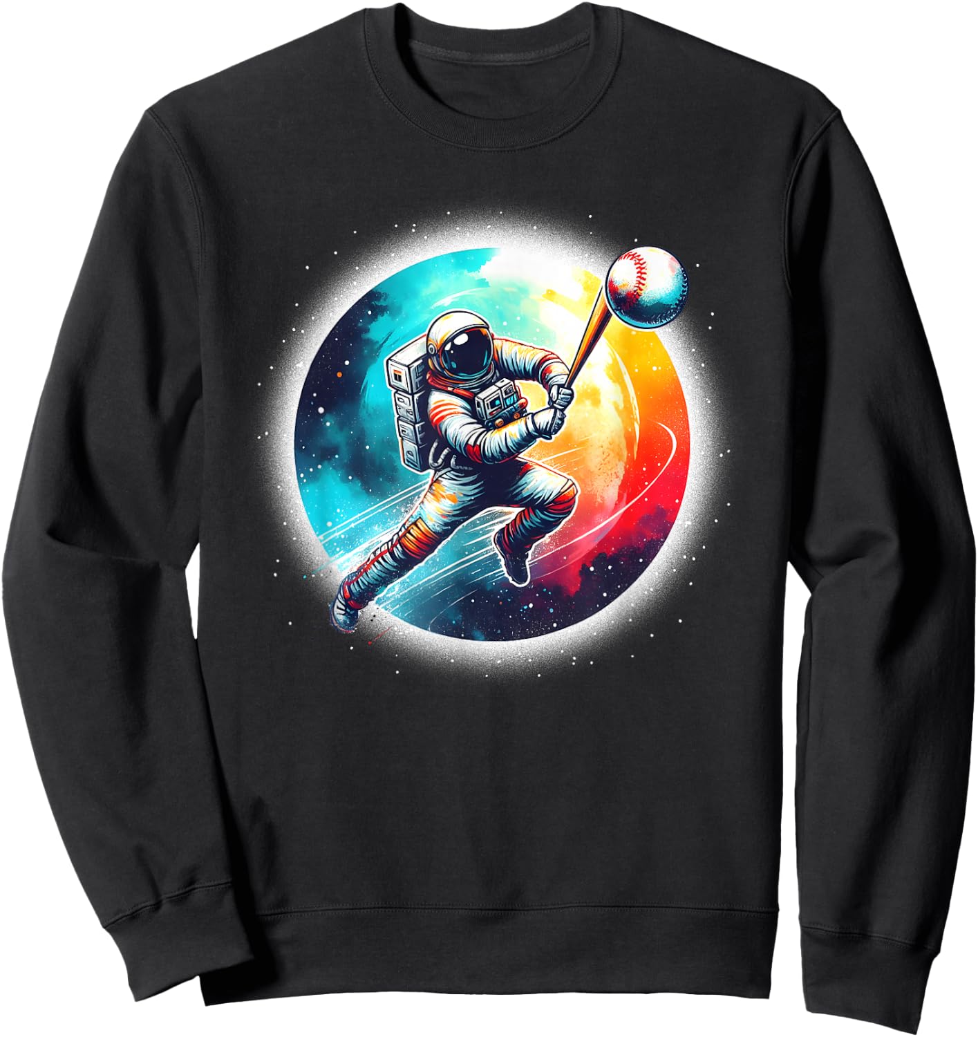 Solar System Planets Science Space Astronaut Baseball Galaxy Sweatshirt - Sweatshirt | Black