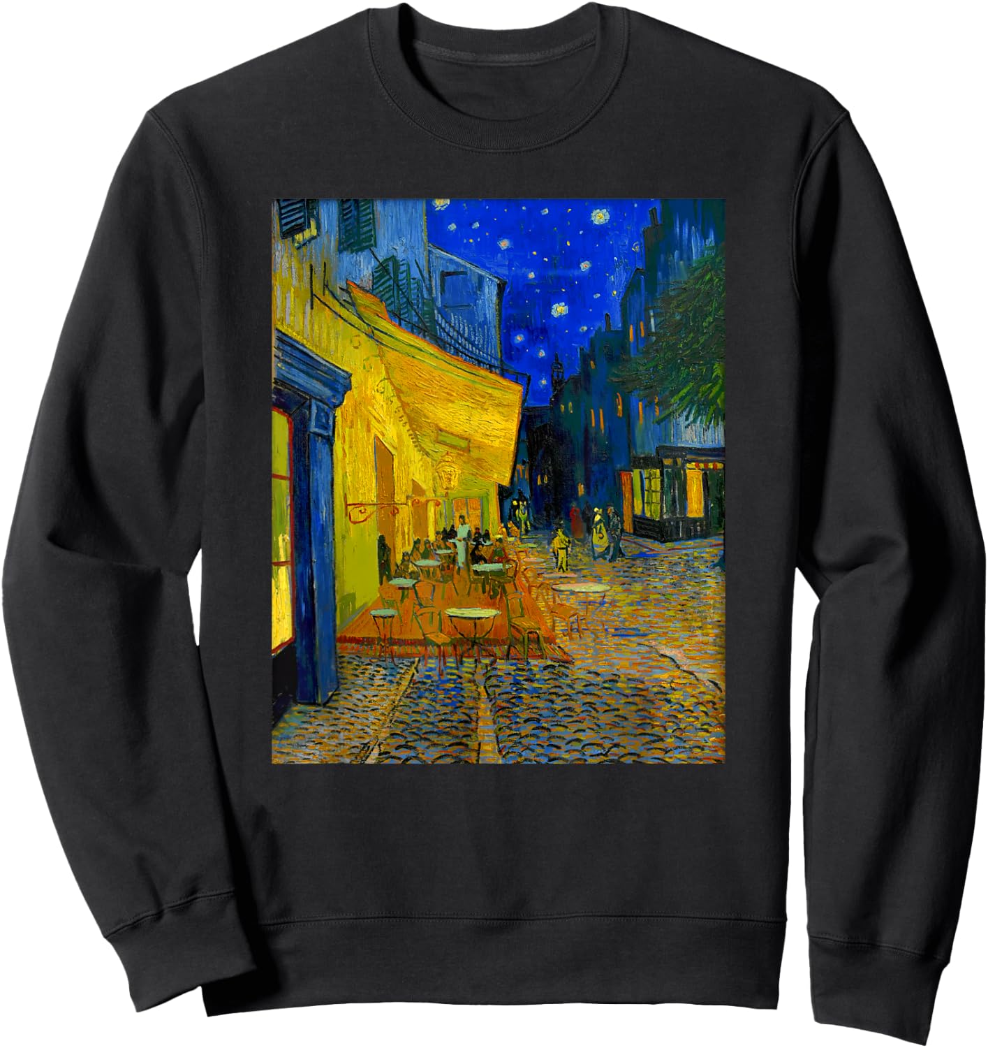 Famous Artist Cafe Terrace at Night Van Gogh Art Painting Sweatshirt - Sweatshirt | Black