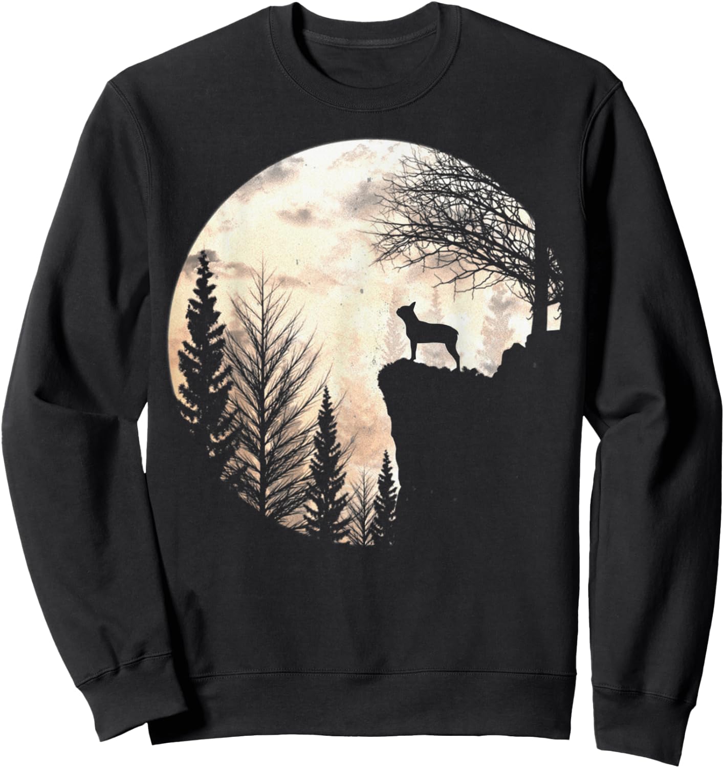 Funny Boston Terrier Dog Scary And Moon Halloween Costume Women Sweatshirt - Sweatshirt | Black