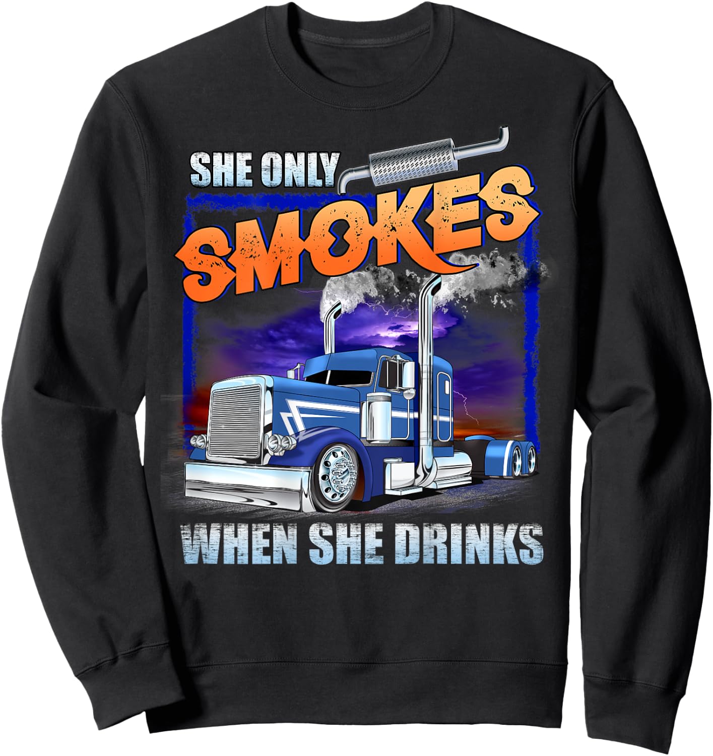 She Only Smokes When She Drinks Sweatshirt - Sweatshirt | Black