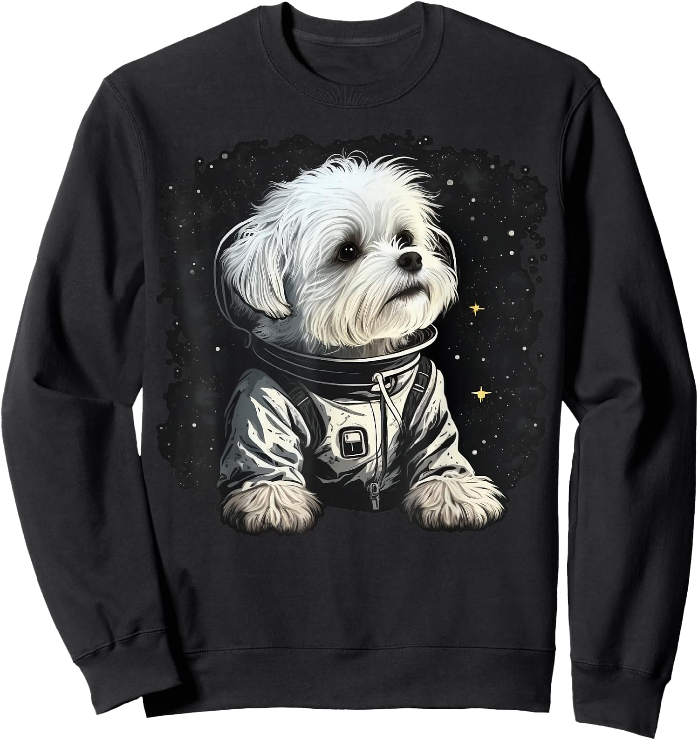 Outer Space Maltese dog on Galaxy Astronaut Maltese dog Sweatshirt - Sweatshirt | Black