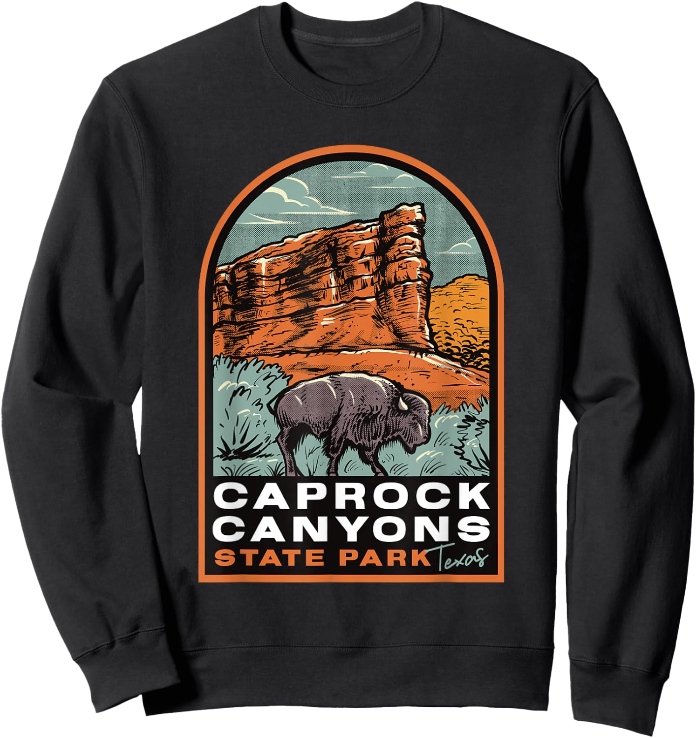 Caprock Canyons State Park Texas Vintage Sweatshirt - Sweatshirt | Black