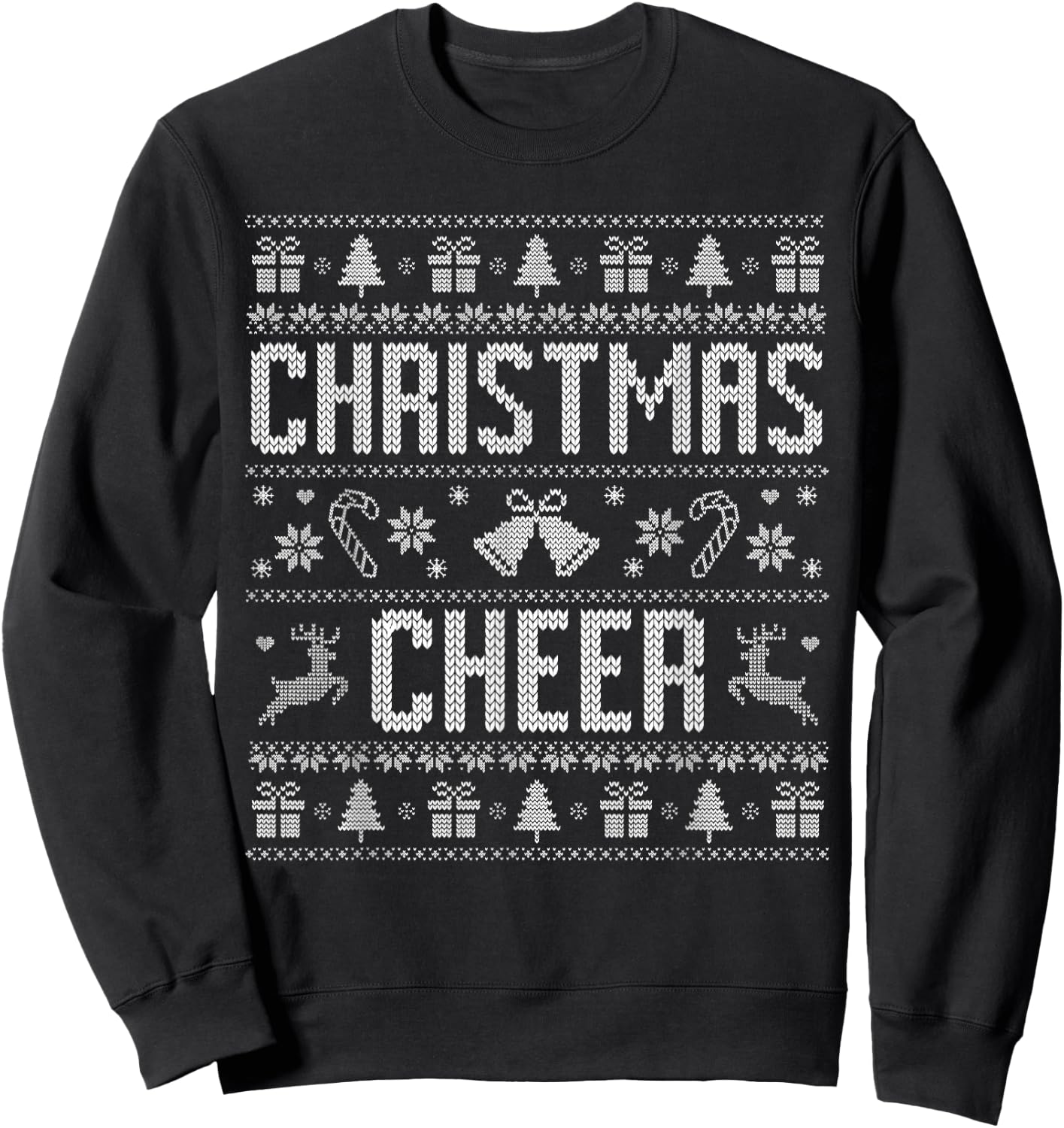 Funny Spreading Christmas Cheer Couples Ugly Pajamas Xmas Sweatshirt - Sweatshirt | Black