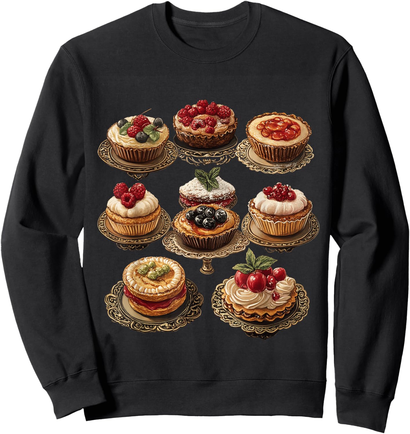Illustrated Pastries and Desserts Collection Sweatshirt - Sweatshirt | Black