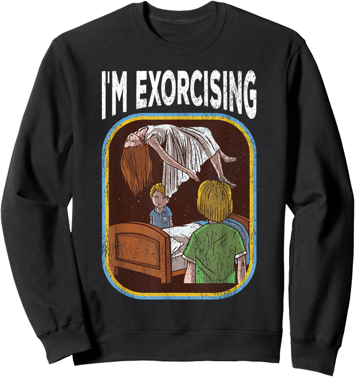 Vintage Retro Horror Gift Co Vintage Retro Distressed Graphic Black Cartoon Sweatshirt - Sweatshirt | Black