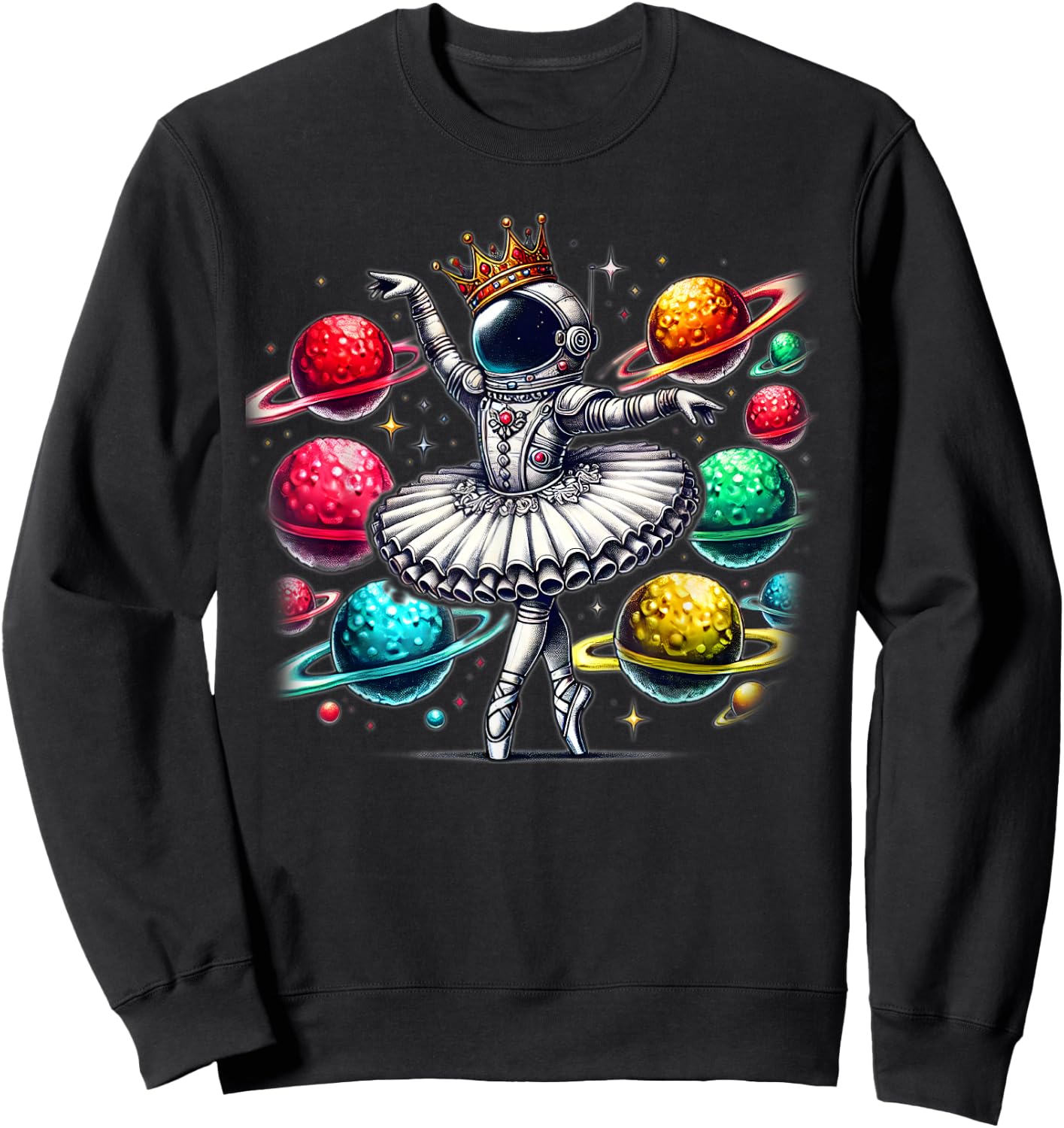 Ballerina Girl Space Astronaut Sweatshirt - Sweatshirt | Black