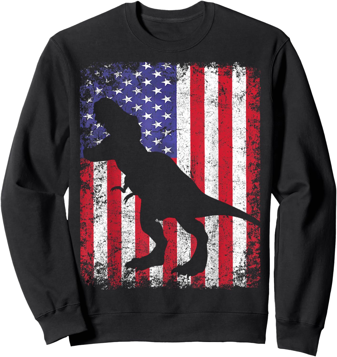 Dino USA American Flag 4th Of July Gift Sweatshirt - Sweatshirt | Black