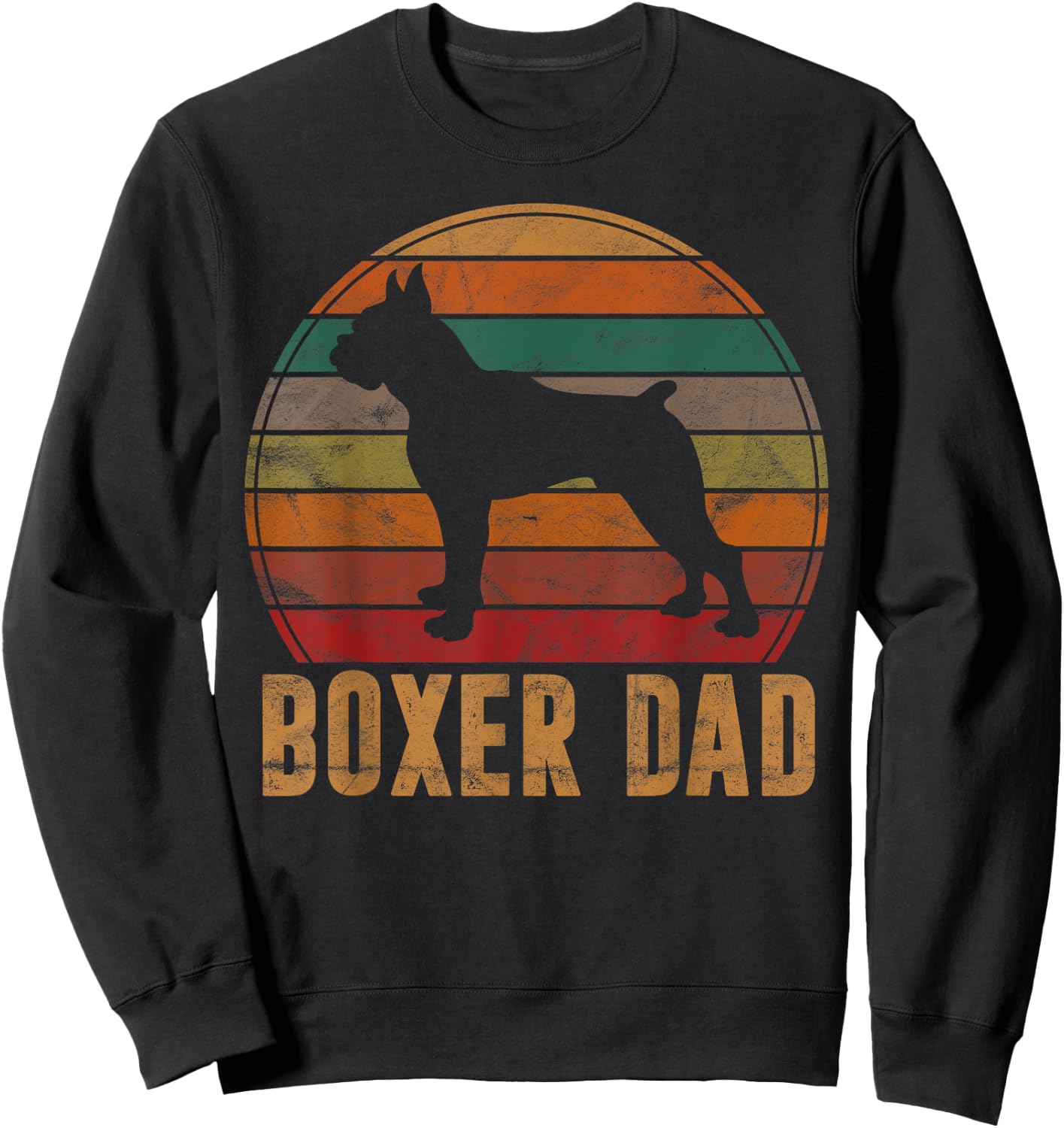 Retro Boxer Dad Gift Dog Owner Pet Boxer Father Sweatshirt - Sweatshirt | Black