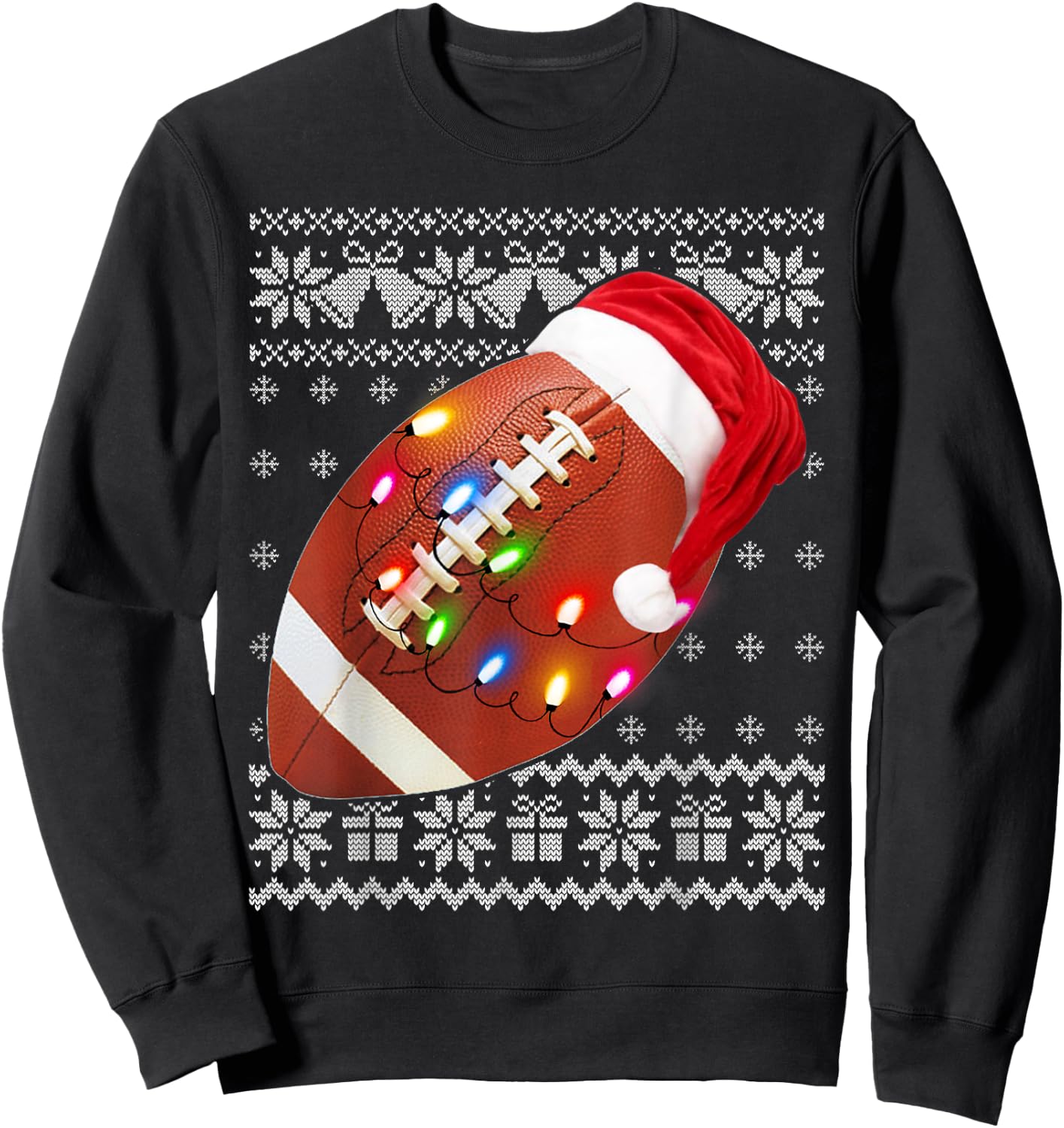 Football Christmas Shirt Funny Ugly Christmas Sweater Sweatshirt - Sweatshirt | Black