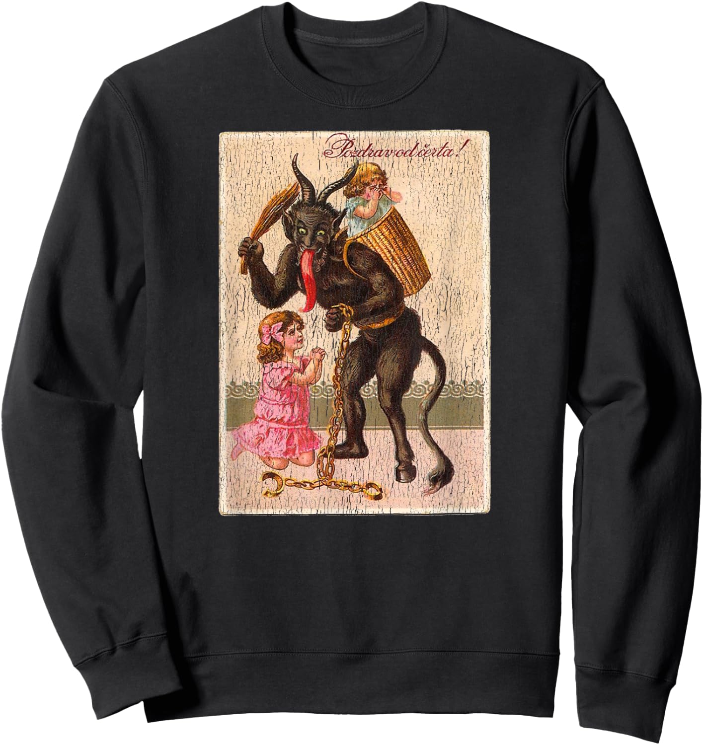 Horror Krampus Christmas Vintage Art Creepy Evil Santa Fun Sweatshirt - Sweatshirt | Black