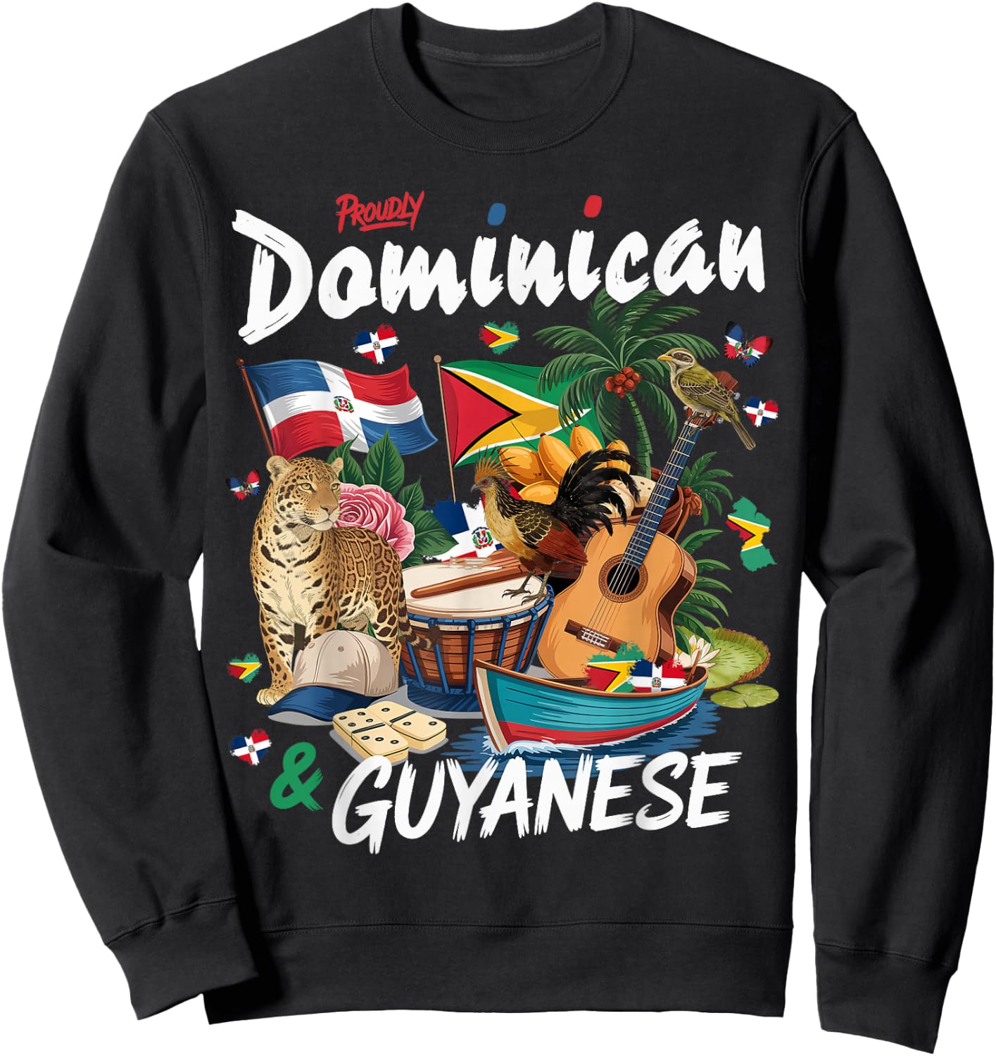 Guyana & Dominican Flag Culture Idea Guyanese Sweatshirt - Sweatshirt | Black