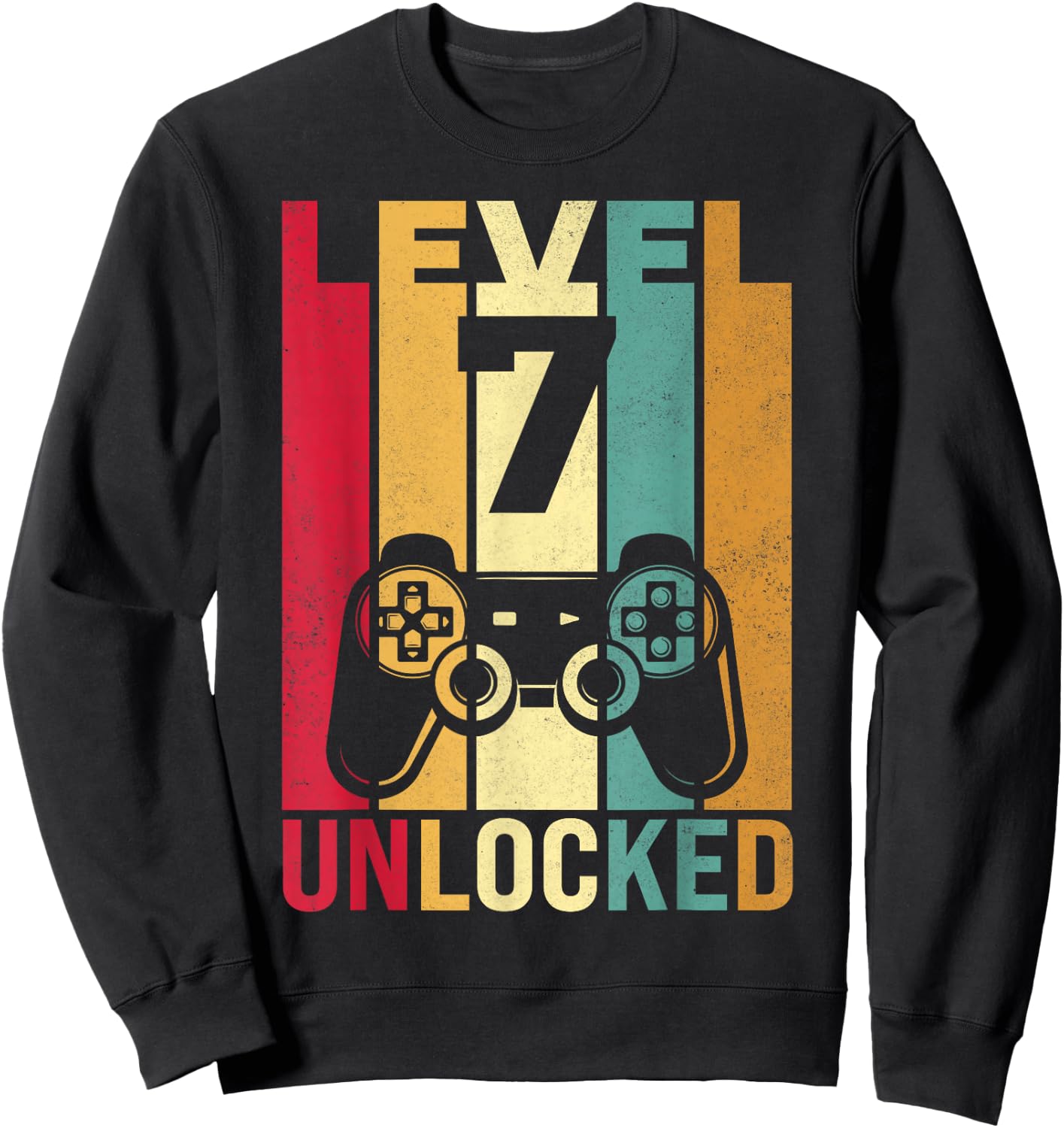 Seven 7yr 7 Birthday Boy Son Funny Gamer 7th Years Old Sweatshirt - Sweatshirt | Black