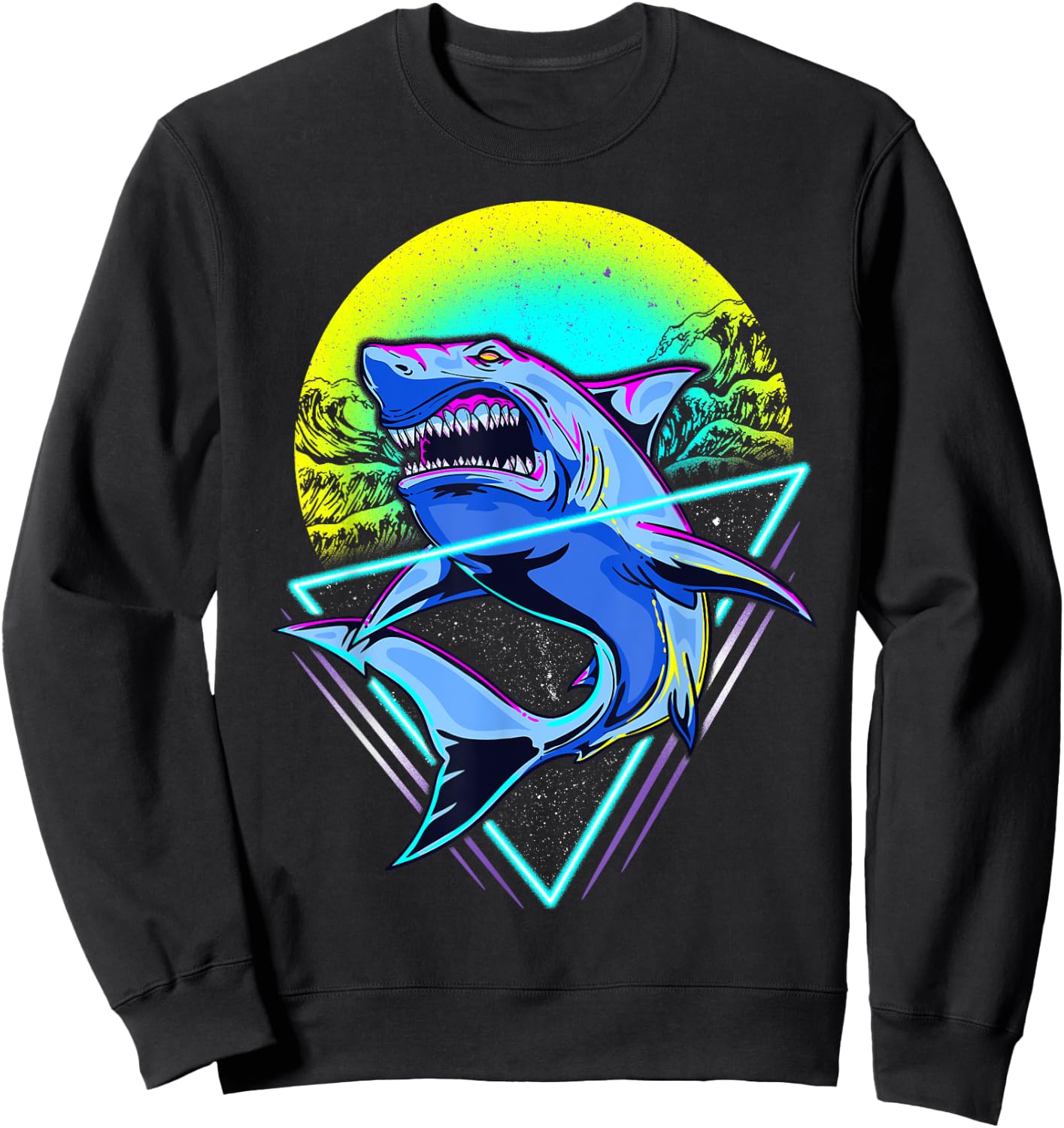 Shark Retro Punk 80s 90s Sweatshirt - Sweatshirt | Black