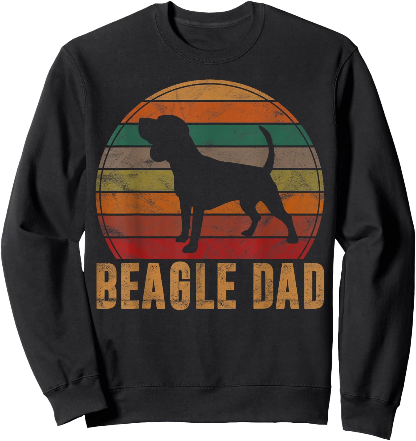 Retro Beagle Dad Gift Dog Owner Pet Tricolor Beagle Father Sweatshirt - Sweatshirt | Black