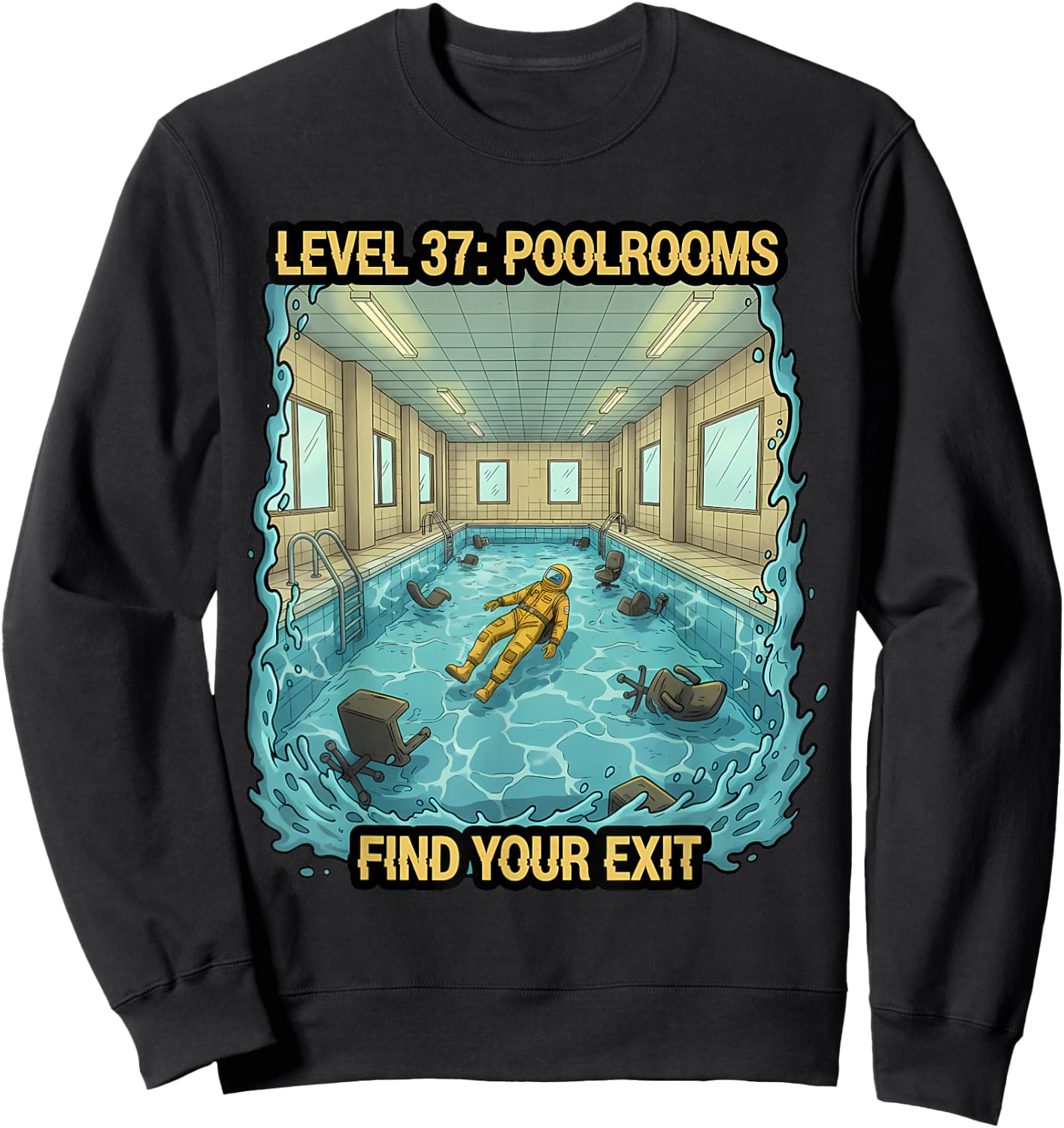 The Backrooms Level 37 Poolrooms Sweatshirt - Sweatshirt | Black