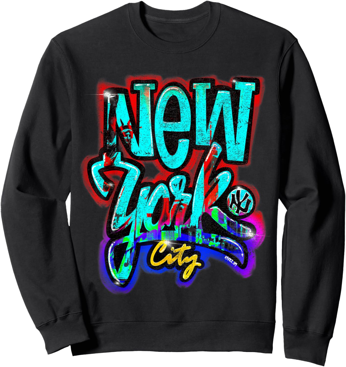 Urban Streetwear Graffiti-Style NYC - -Adults, Black, Small, Short Sleeve Sweatshirt - Sweatshirt | Black