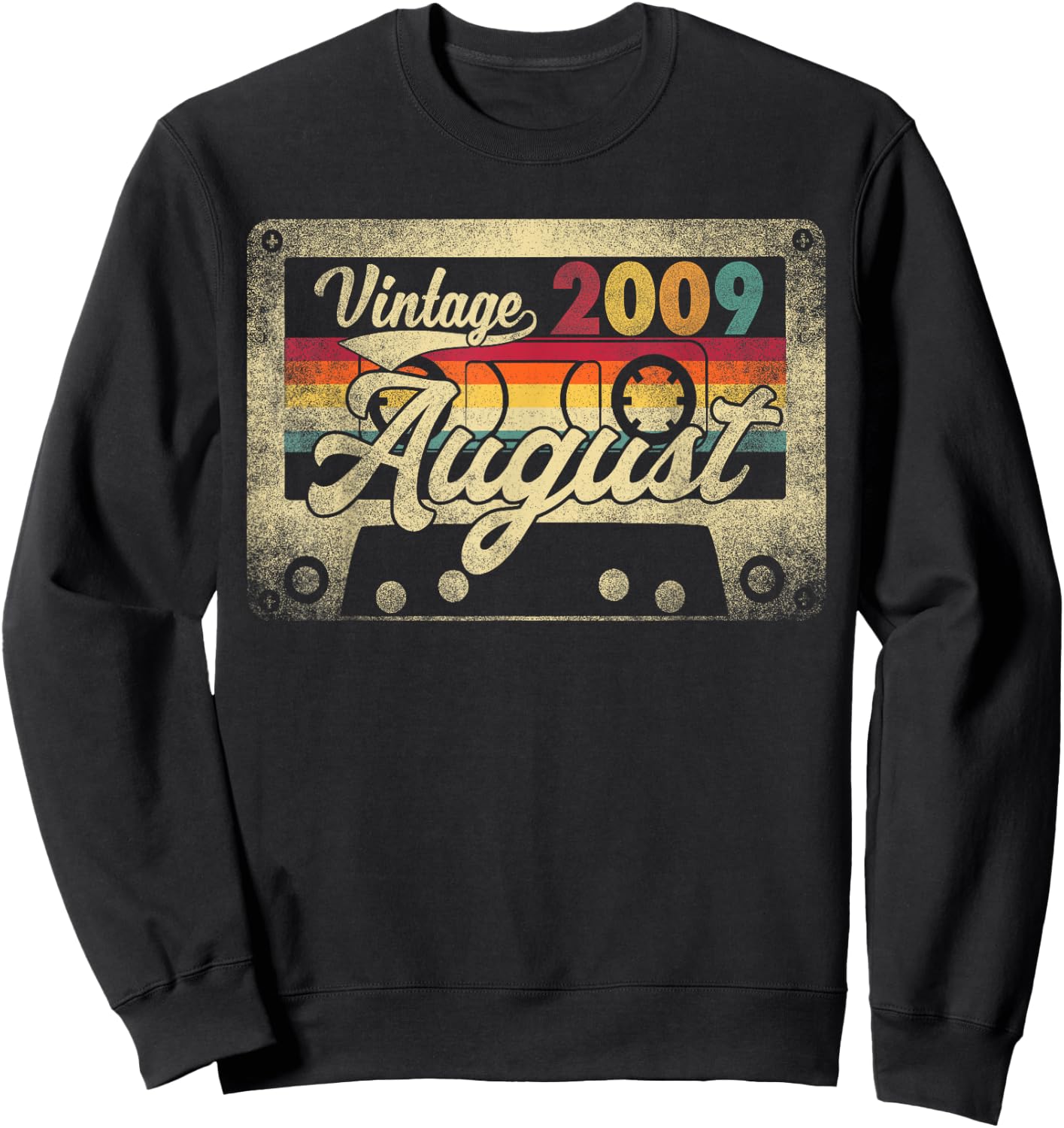 Vintage August 2009 16th Birthday Gift Retro 16 Years Old Sweatshirt - Sweatshirt | Black