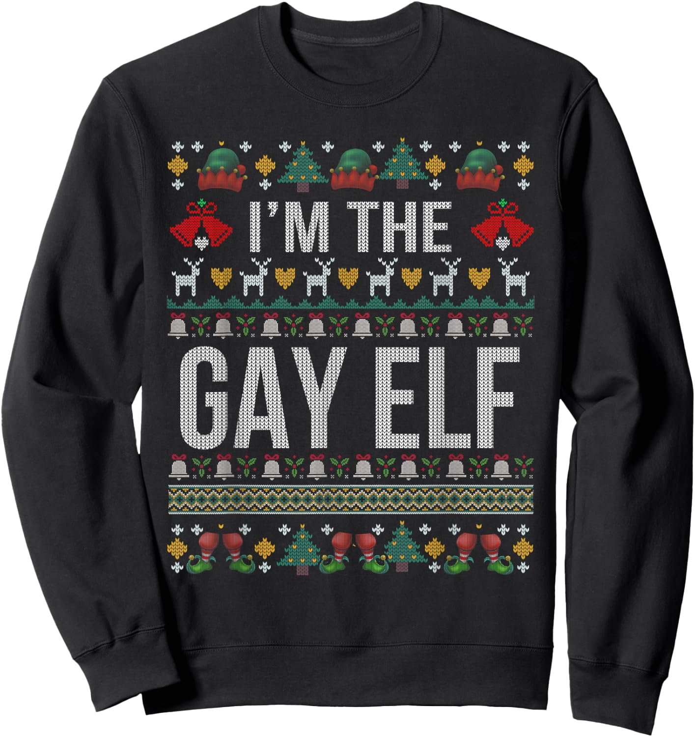 Gay Elf Ugly Christmas Sweater Sweatshirt - Sweatshirt | Black
