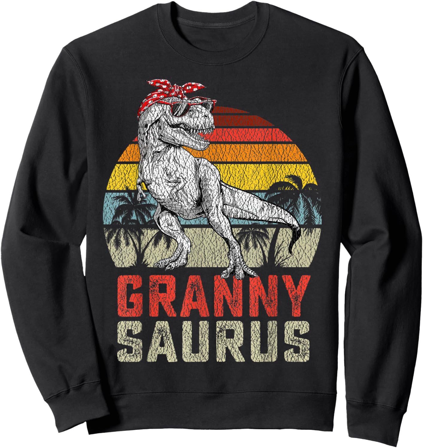 Grannysaurus T Rex Dinosaur Granny Saurus Family Matching Sweatshirt - Sweatshirt | Black