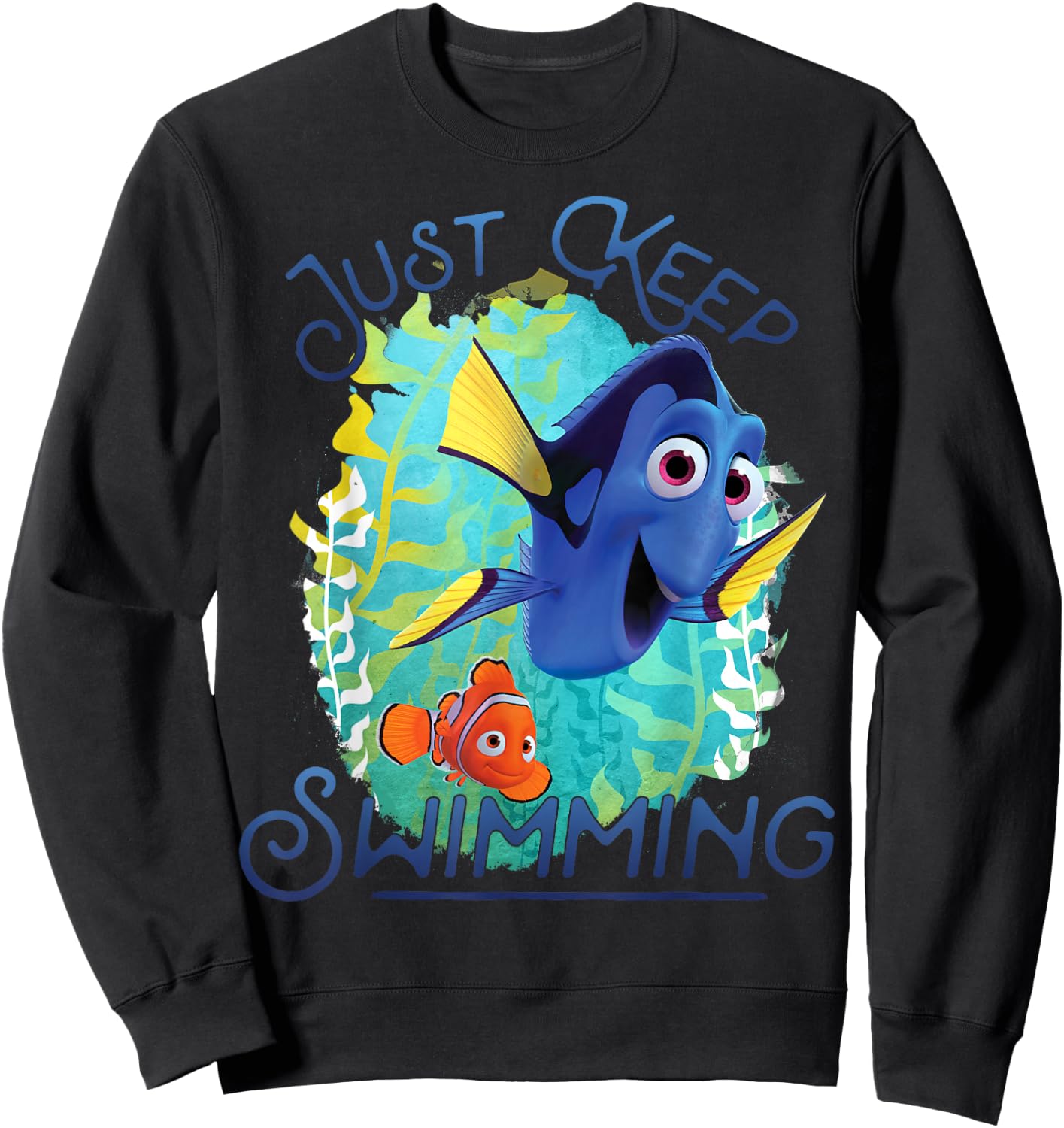Disney Pixar Finding Dory Just Keep Swimming Ocean Logo Sweatshirt - Sweatshirt | Black