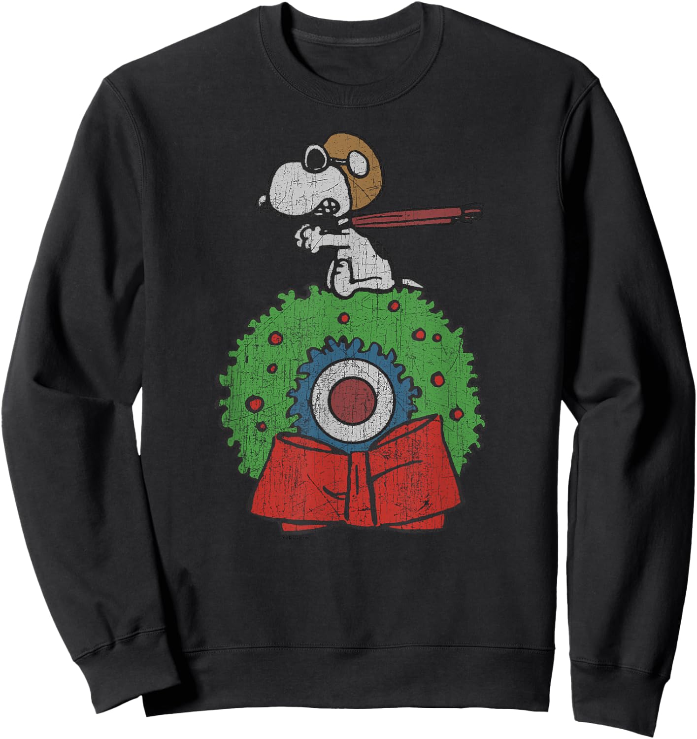 Peanuts Holiday Snoopy Target Wreath Sweatshirt - Sweatshirt | Black