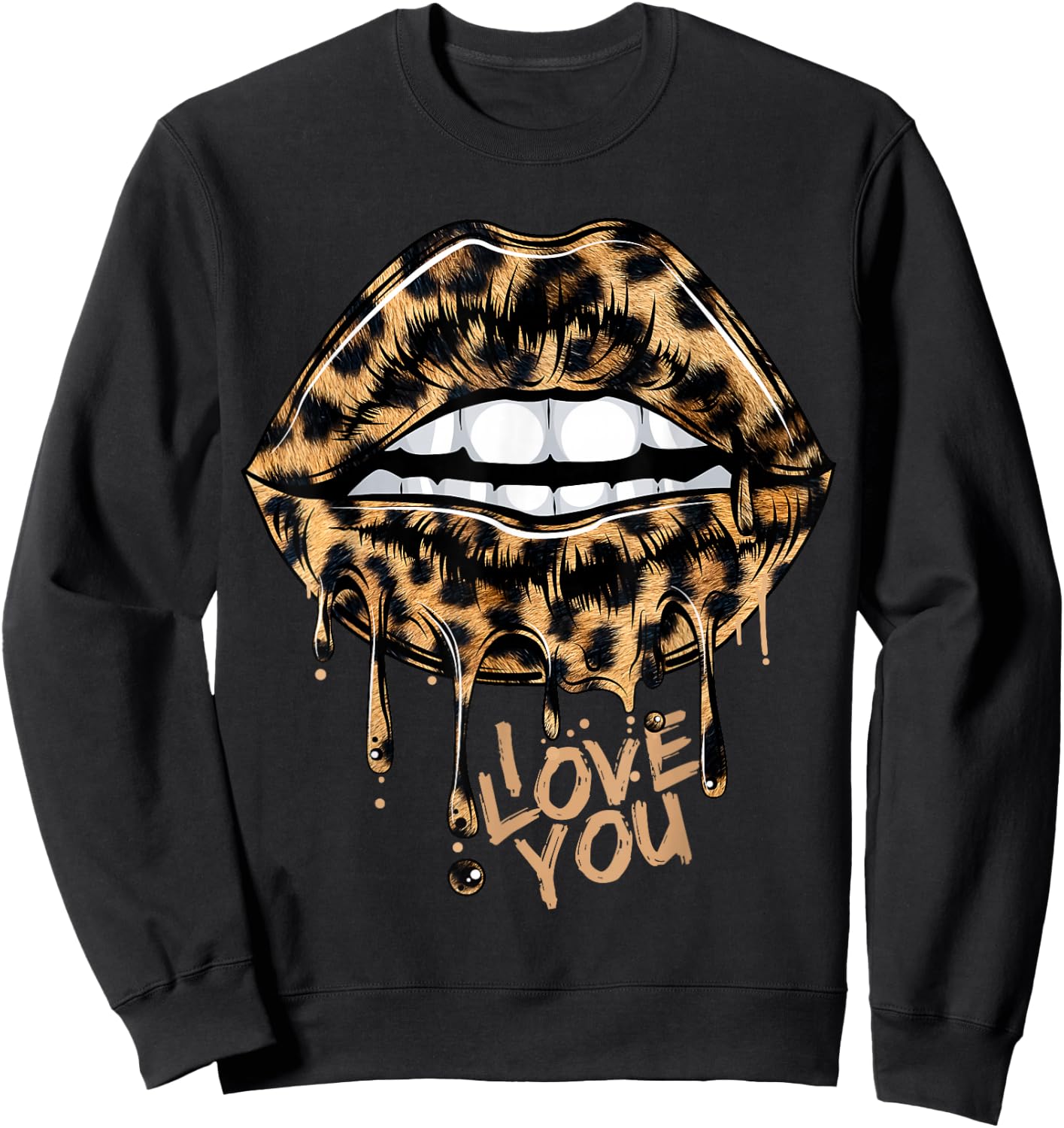 Sexy Lips Leopard Tongue Animal Print Leopard Print 2021 Sweatshirt - Sweatshirt | Black