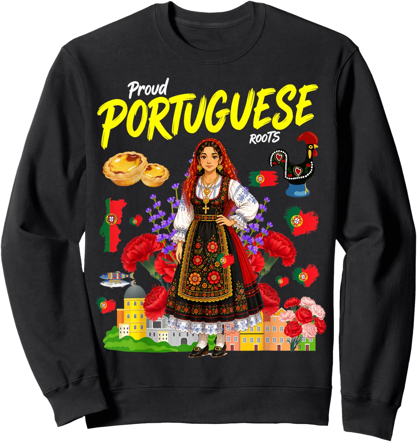 Portuguese Roots Idea for Girls Portuguesa Portugal Flag Sweatshirt - Sweatshirt | Black