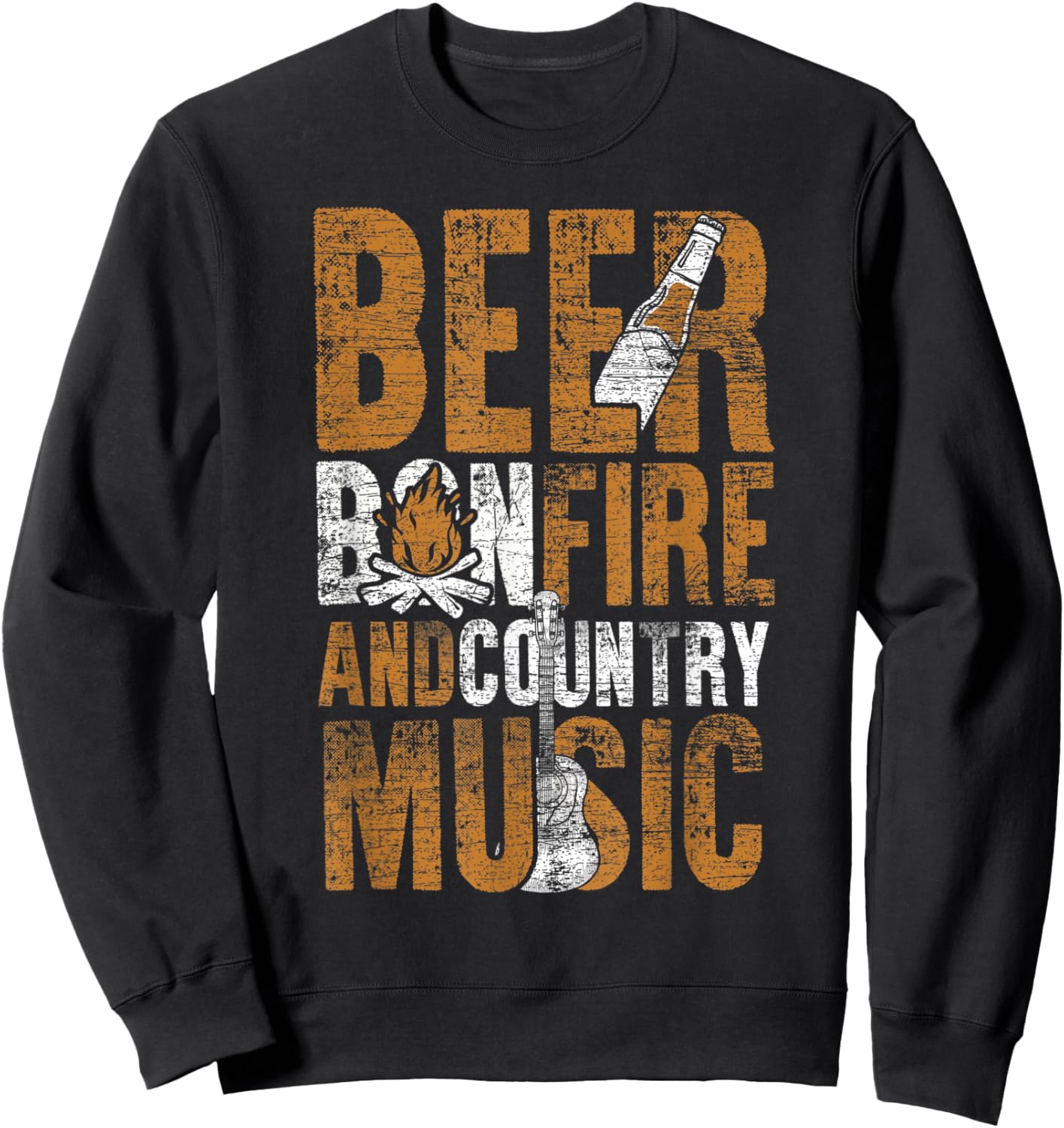 Cowboy Gift Beer Bonfire And Country Music Line Dance Sweatshirt - Sweatshirt | Black
