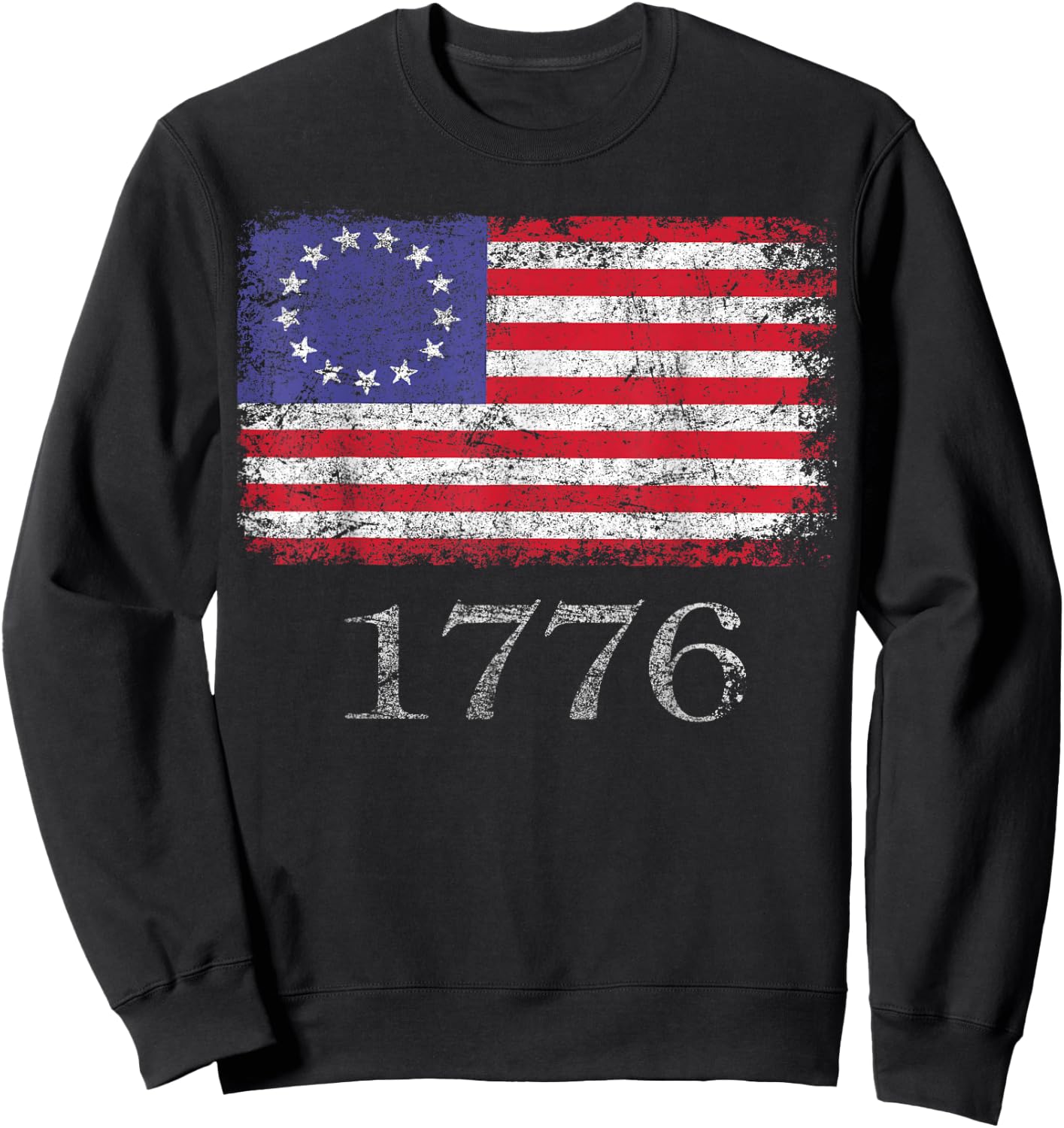 4th of July T Shirt American Flag Betsy Ross 1776 Men Women Sweatshirt - Sweatshirt | Black