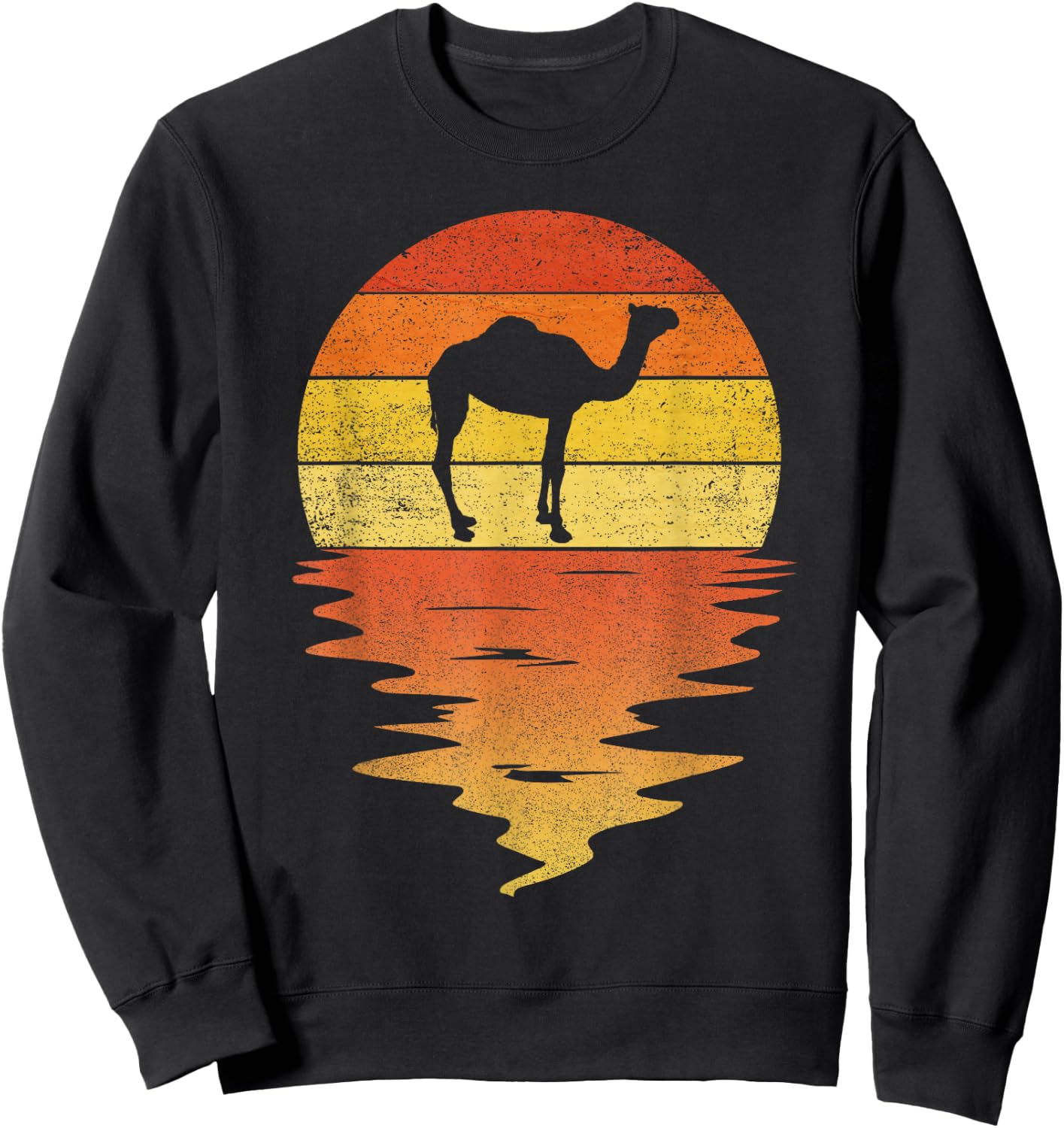 Vintage Camel Shirt 70s Vintage Retro Sunset Camel Sweatshirt - Sweatshirt | Black