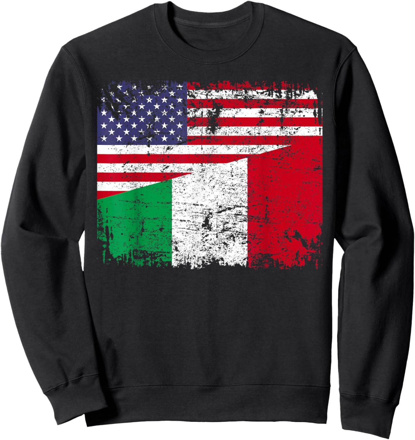 Italian Roots | Half American Flag | USA Italy Flag Sweatshirt - Sweatshirt | Black