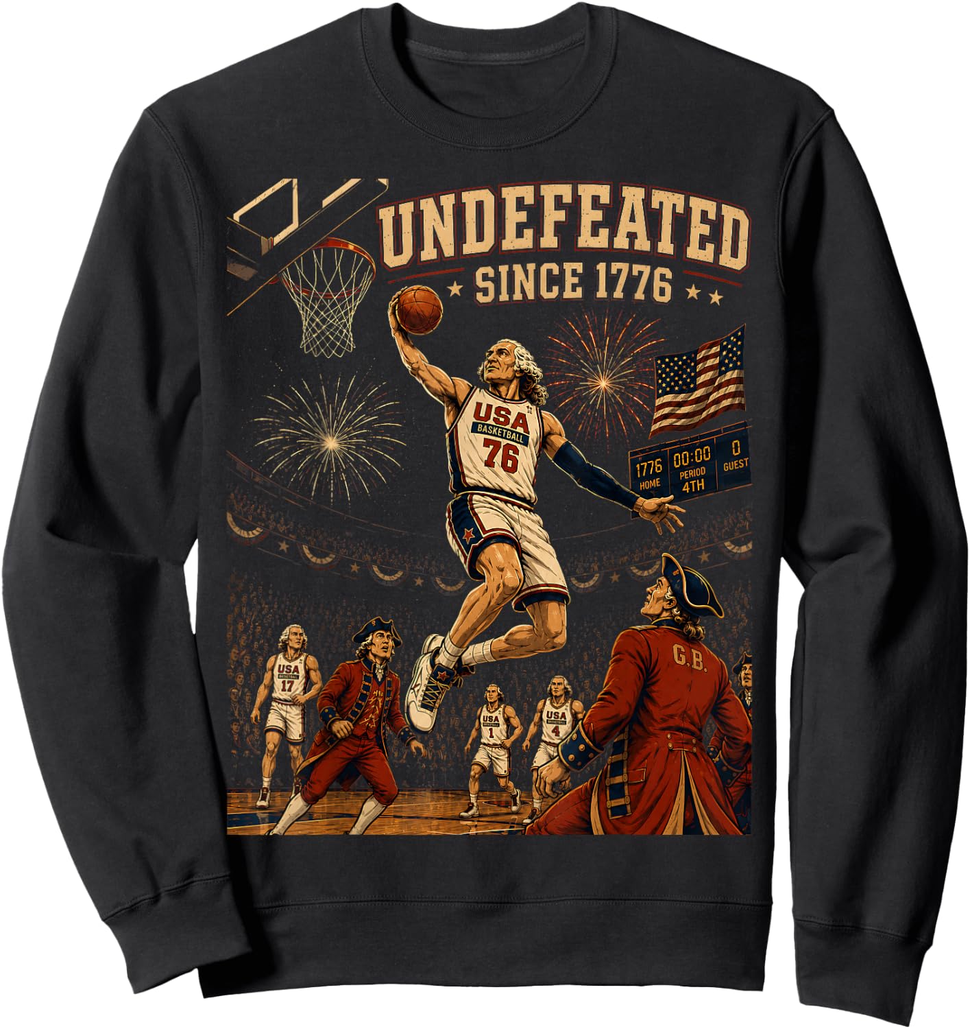 Undefeated Since 1776 America 4th of July Men Women Apparel Sweatshirt - Sweatshirt | Black
