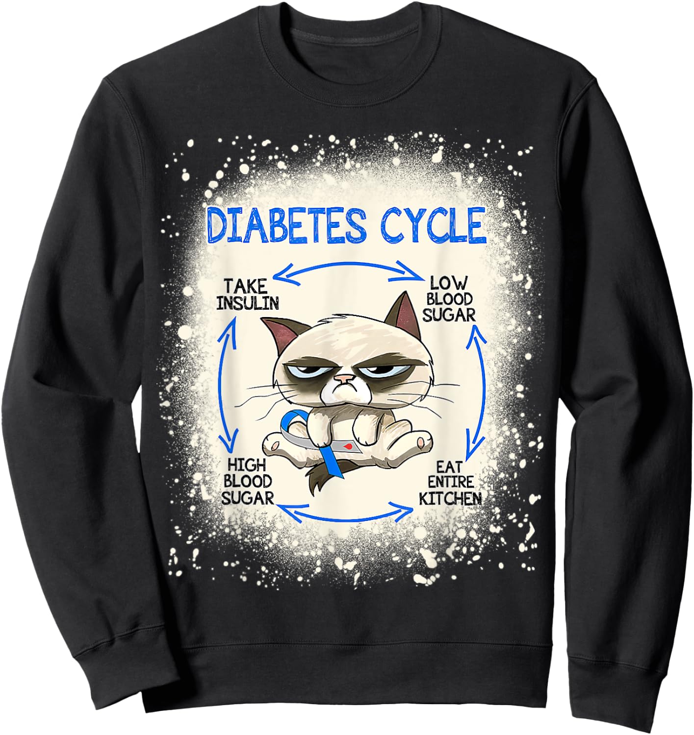 Diabetes Cycle Diabetes Awareness Funny Cat Sweatshirt - Sweatshirt | Black