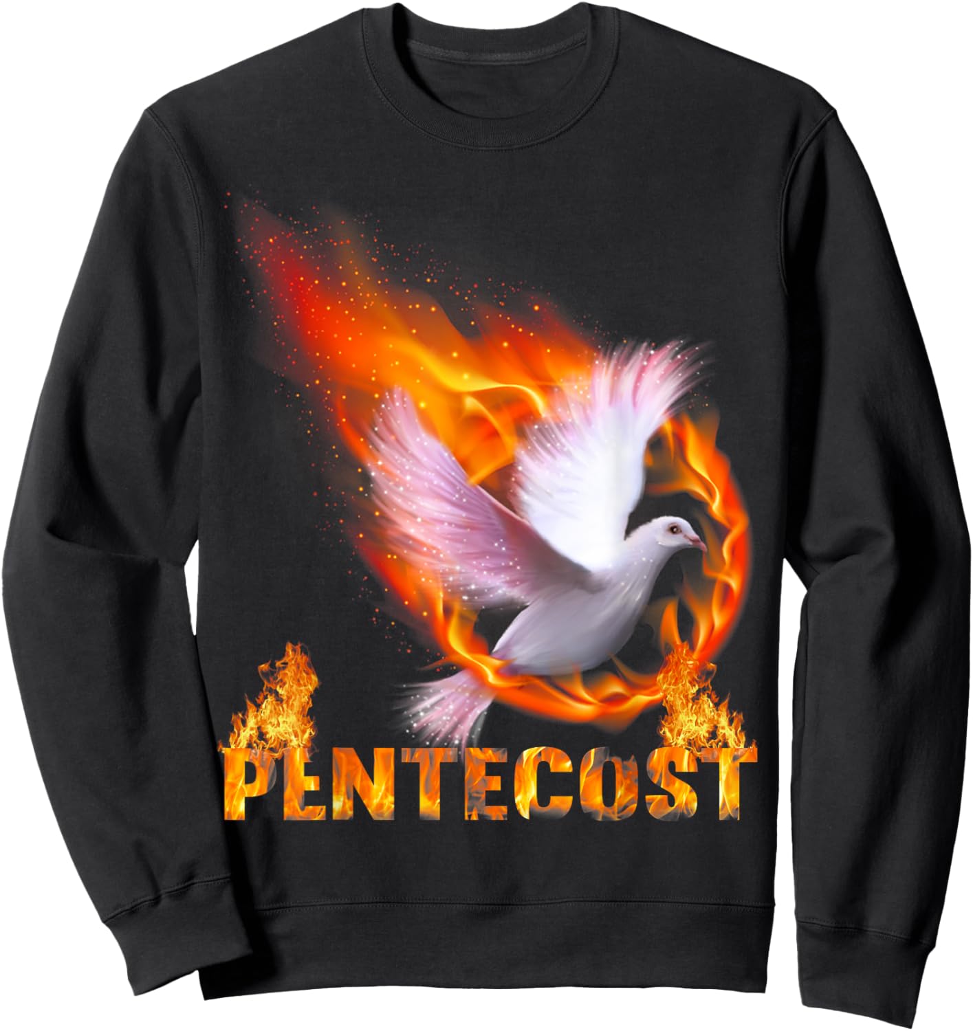 Pentecost Doves Fire Flame Holy Spirit Catholic Sweatshirt - Sweatshirt | Black